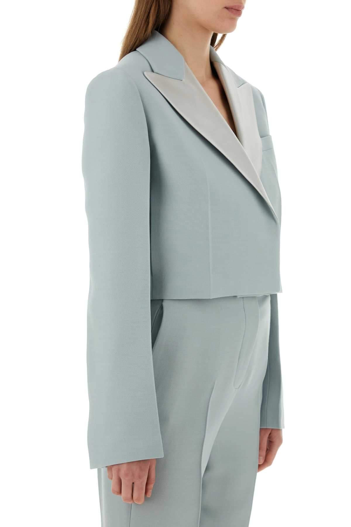 Fendi Women Powder Blue Wool Blend Blazer FENDI