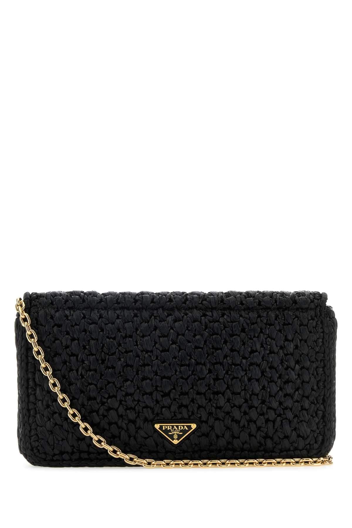 Prada Women Black Raffia Crossbody Bag PRADA