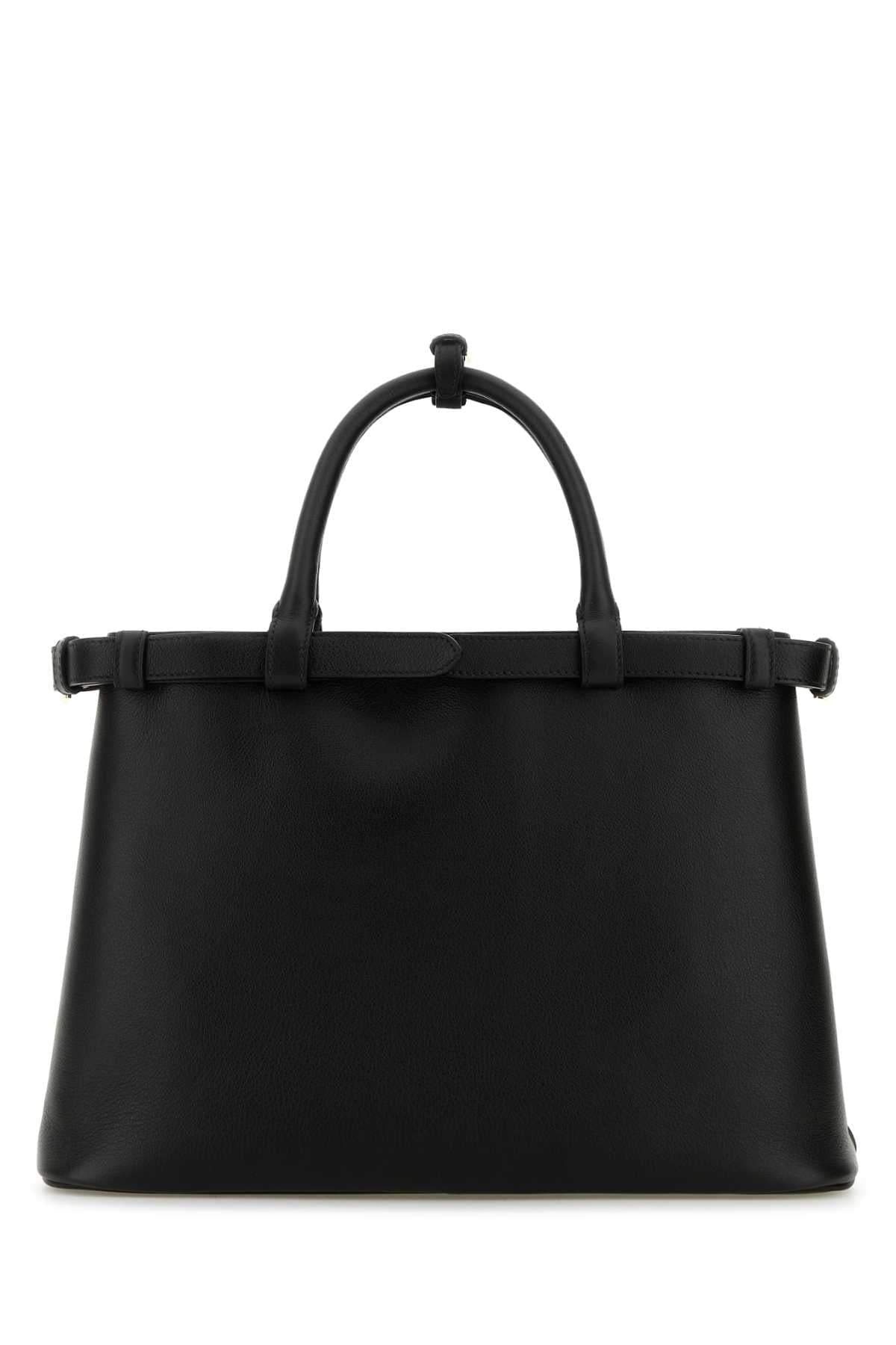 Prada Women Black Leather Medium Prada Buckle Handbag PRADA
