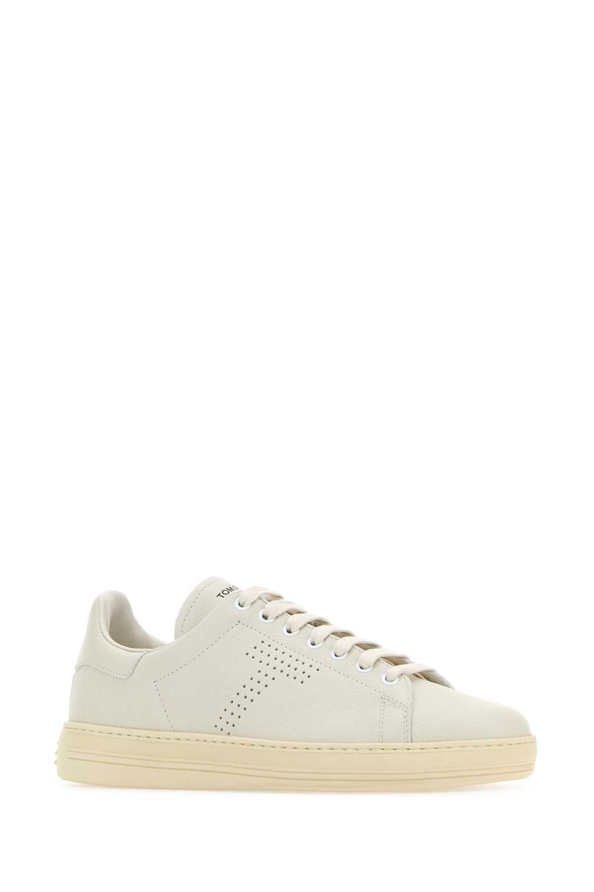 Tom Ford Men White Leather Warwick Sneakers TOM FORD