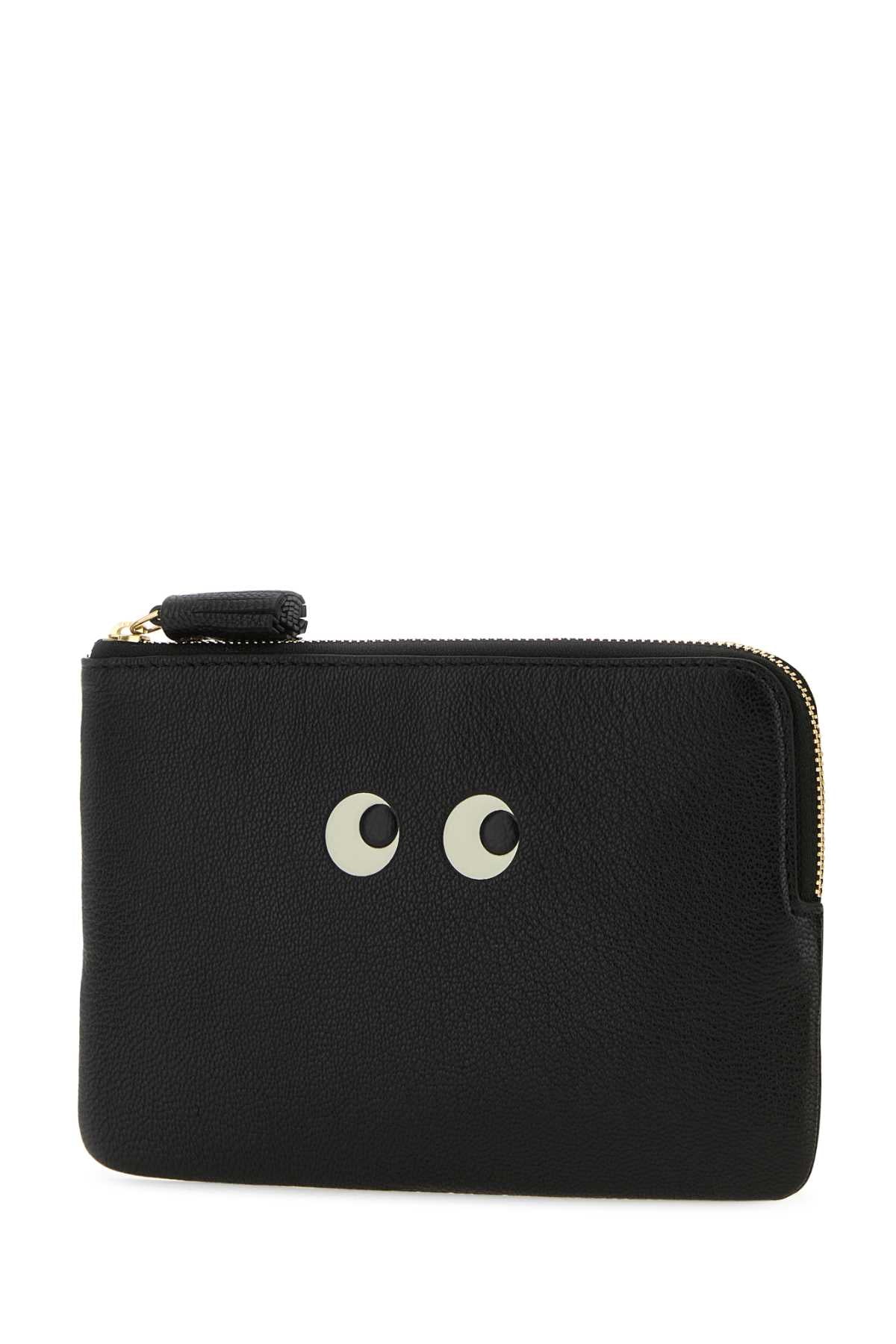 Anya Hindmarch Women Black Leather Loose Pocket Eyes Pouch ANYA HINDMARCH