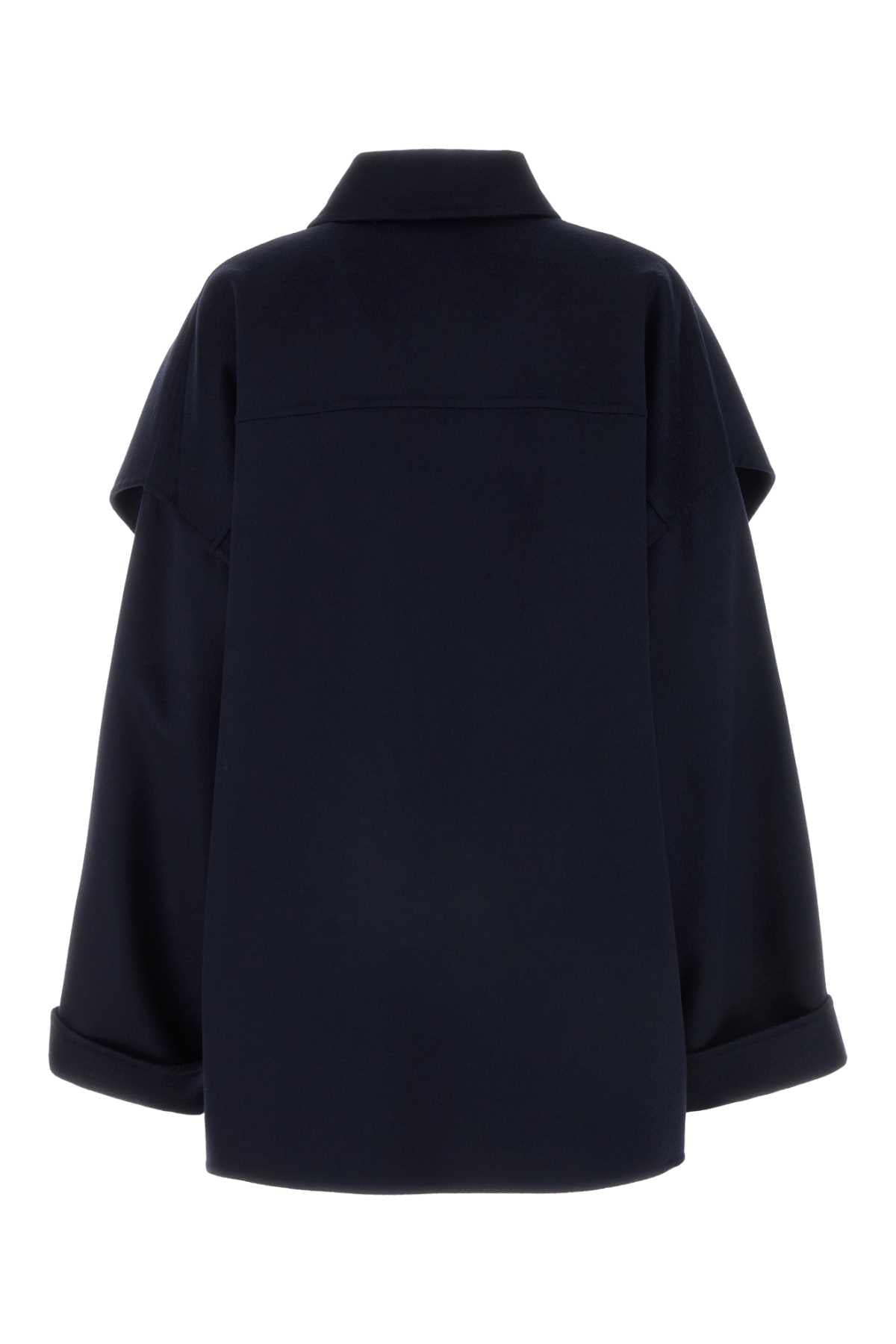 Bottega Veneta Women Midnight Blue Wool Blend Coat BOTTEGA VENETA