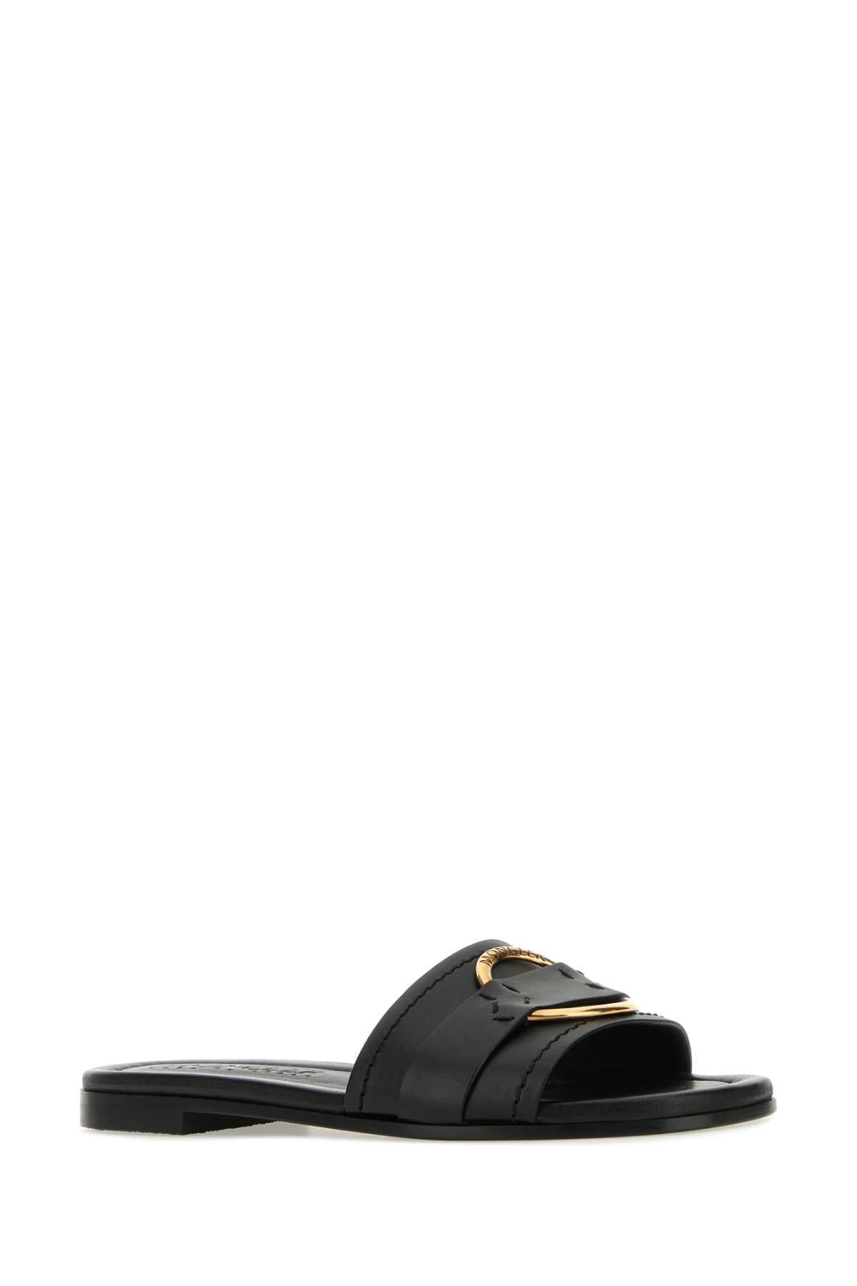 Moncler Women Black Leather Bell Slippers MONCLER