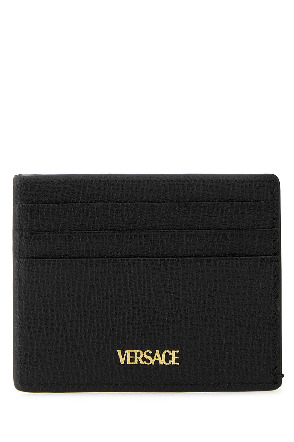 Versace Men Black Leather Medusa Biggie Card Holder VERSACE