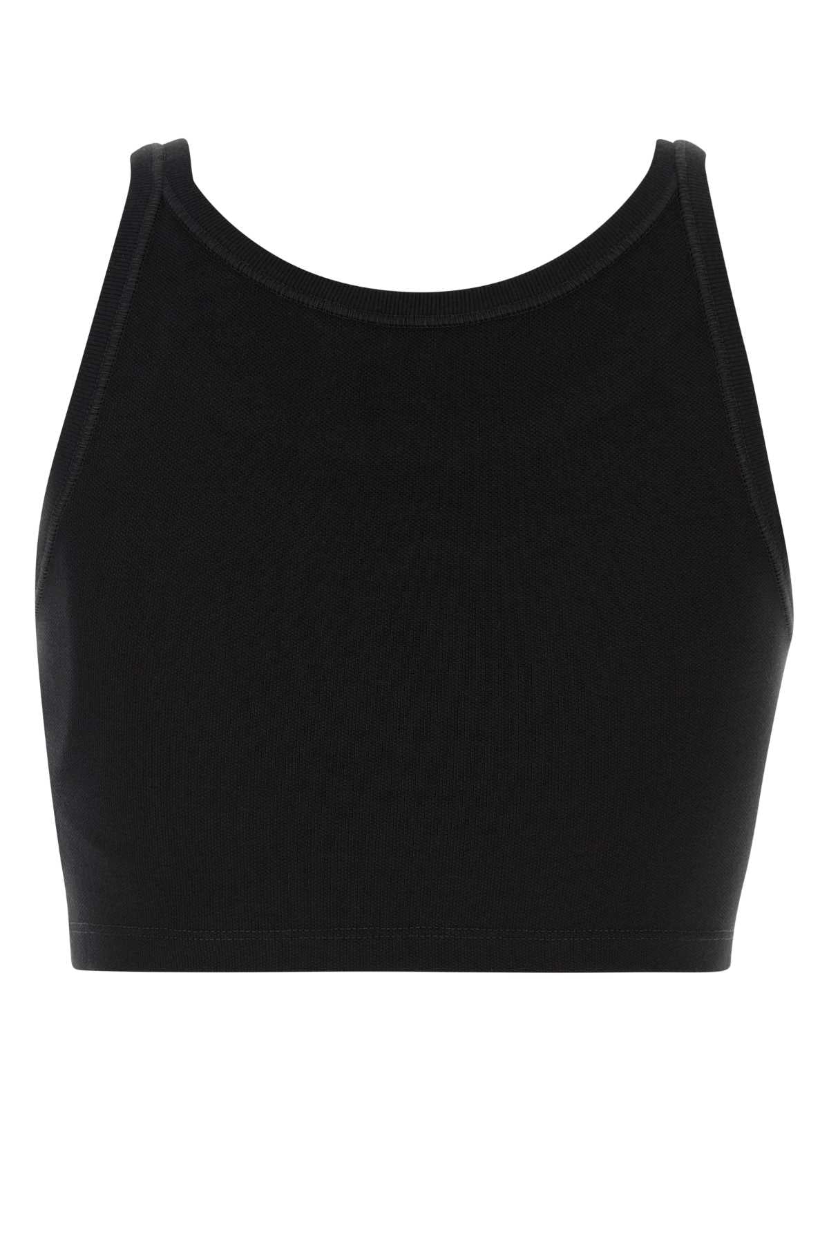Palm Angels Women Black Piquet Top PALM ANGELS
