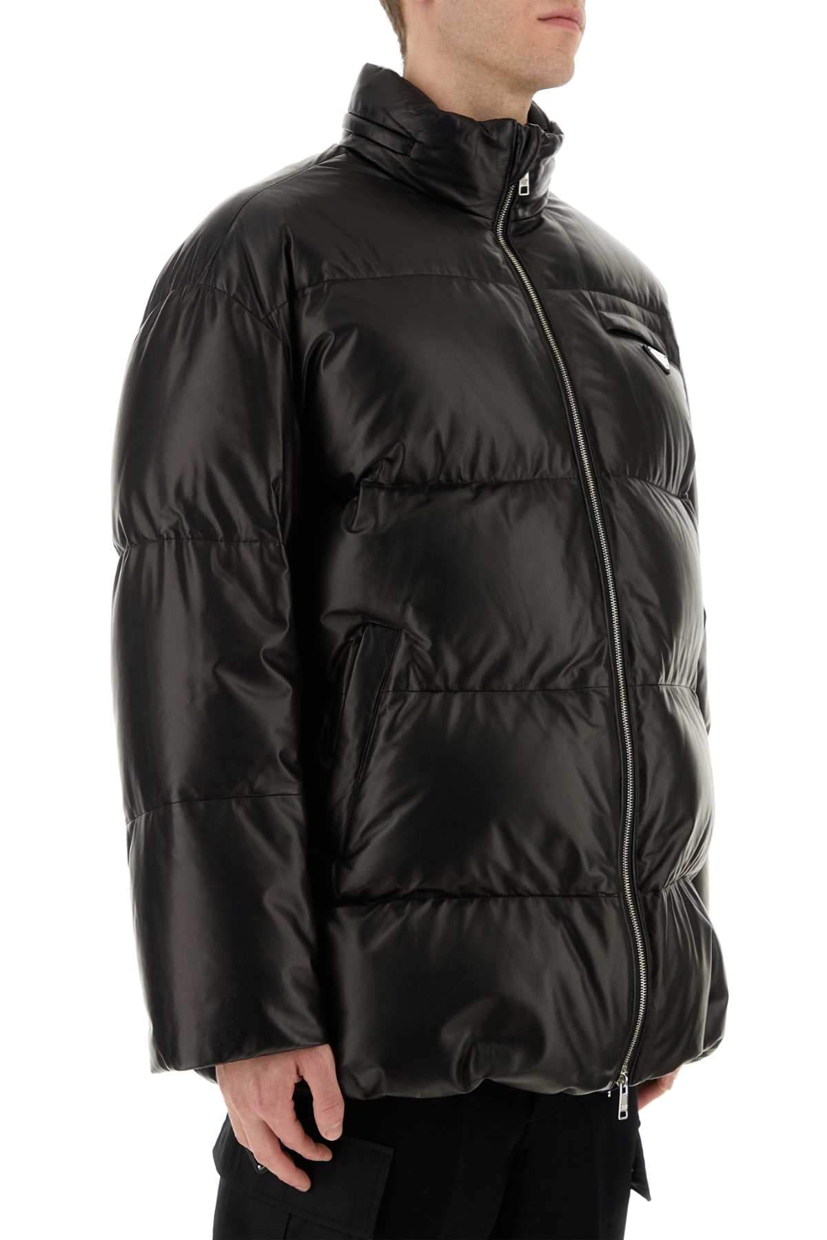 Prada Men Black Nappa Leather Down Jacket PRADA