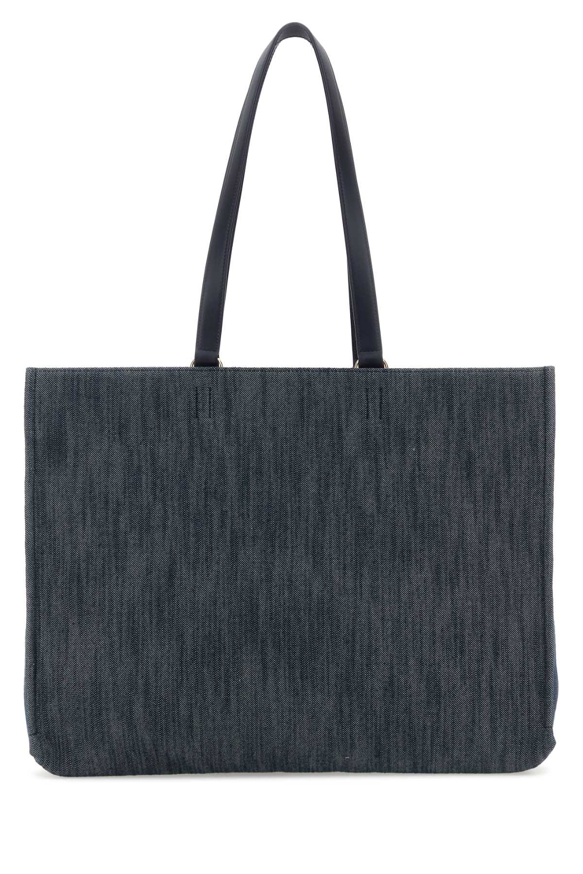 Salvatore Ferragamo Women Blue Denim Large Tt Sign Shopping Bag FERRAGAMO