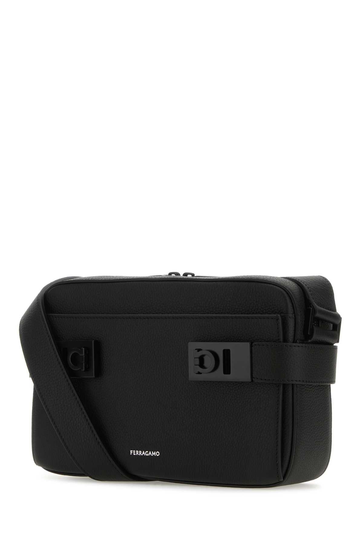 Salvatore Ferragamo Men Black Leather Crossbody Bag FERRAGAMO