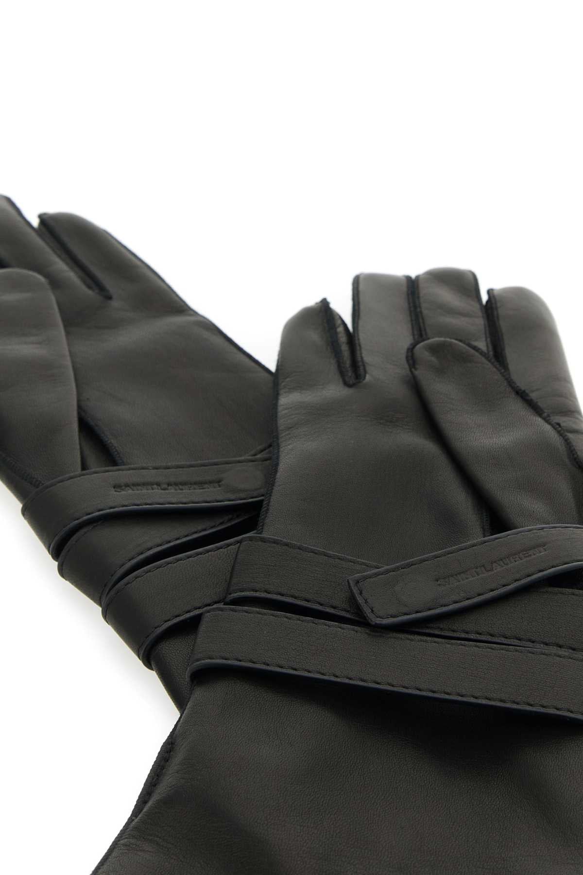 Saint Laurent Women Black Leather Gloves SAINT LAURENT