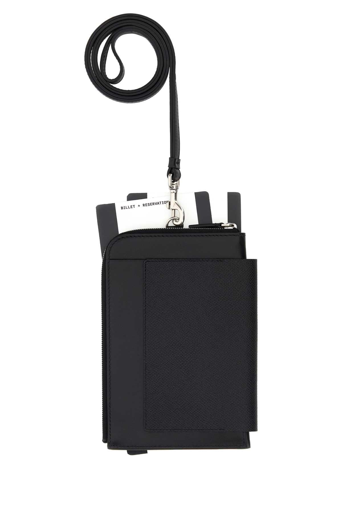 Balenciaga Men Black Leather Phone Holed
