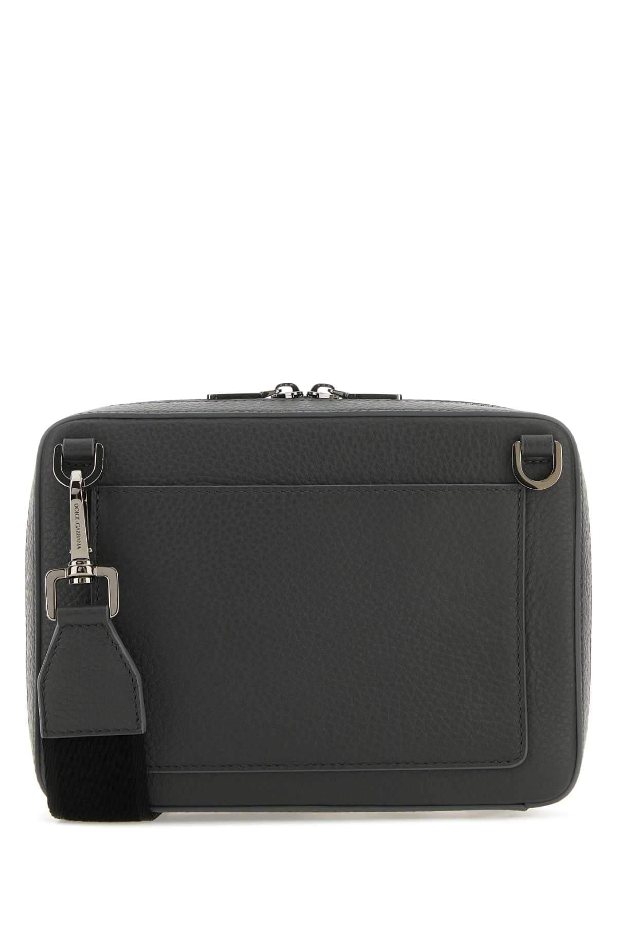 Dolce & Gabbana Men Dark Grey Leather Crossbody Bag DOLCE & GABBANA