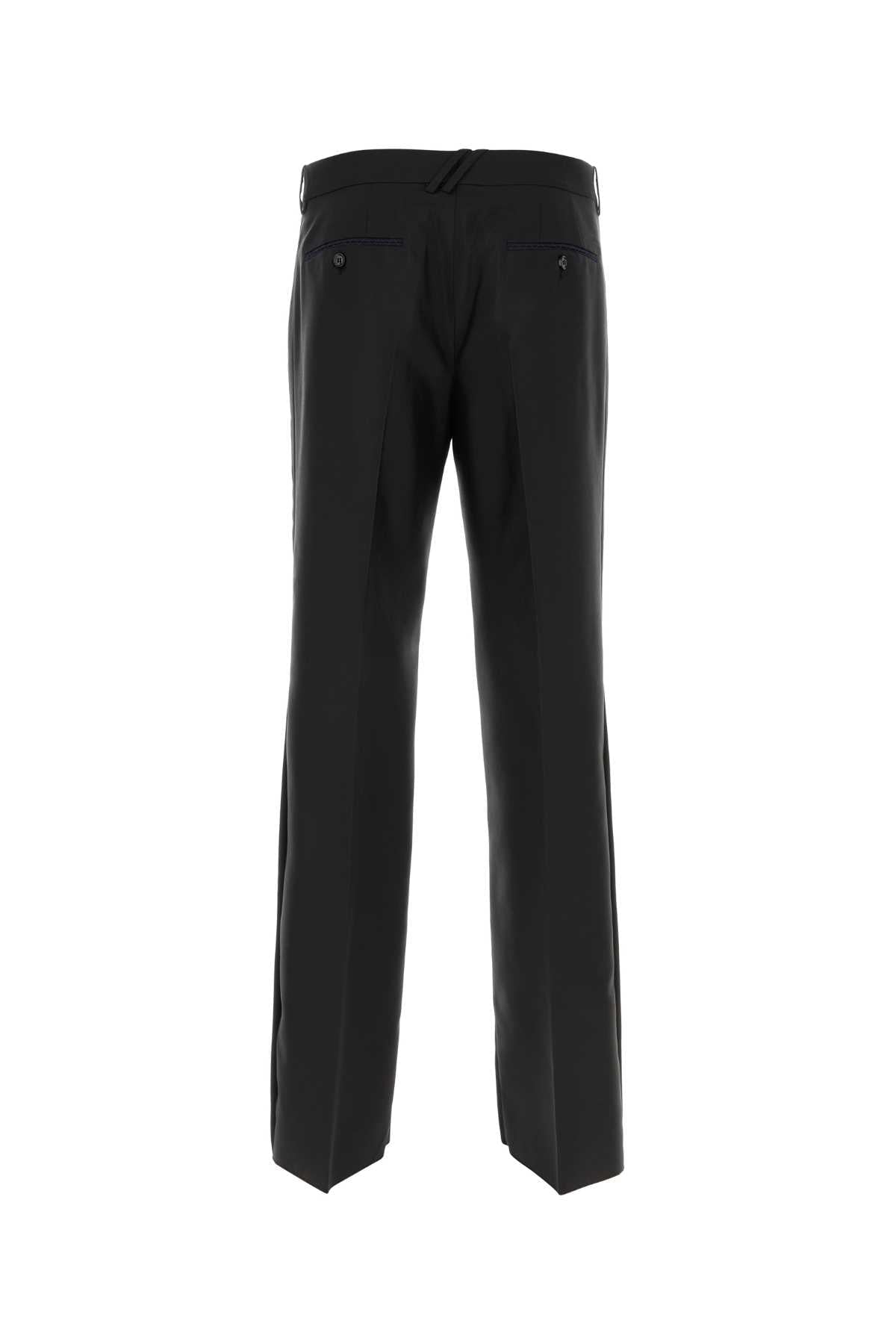 Burberry Men Black Wool Blend Wide-Leg Pant BURBERRY