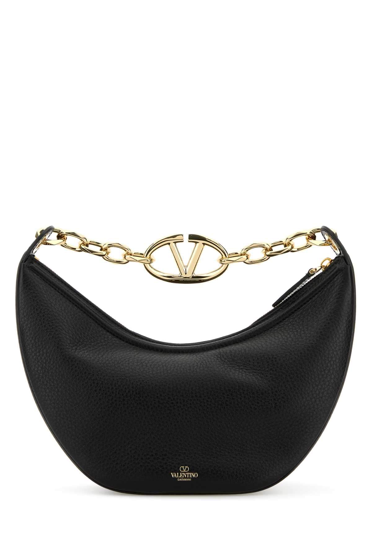 Valentino Garavani Women Black Leather Small Hobo Vlogo Moon Handbag VALENTINO GARAVANI