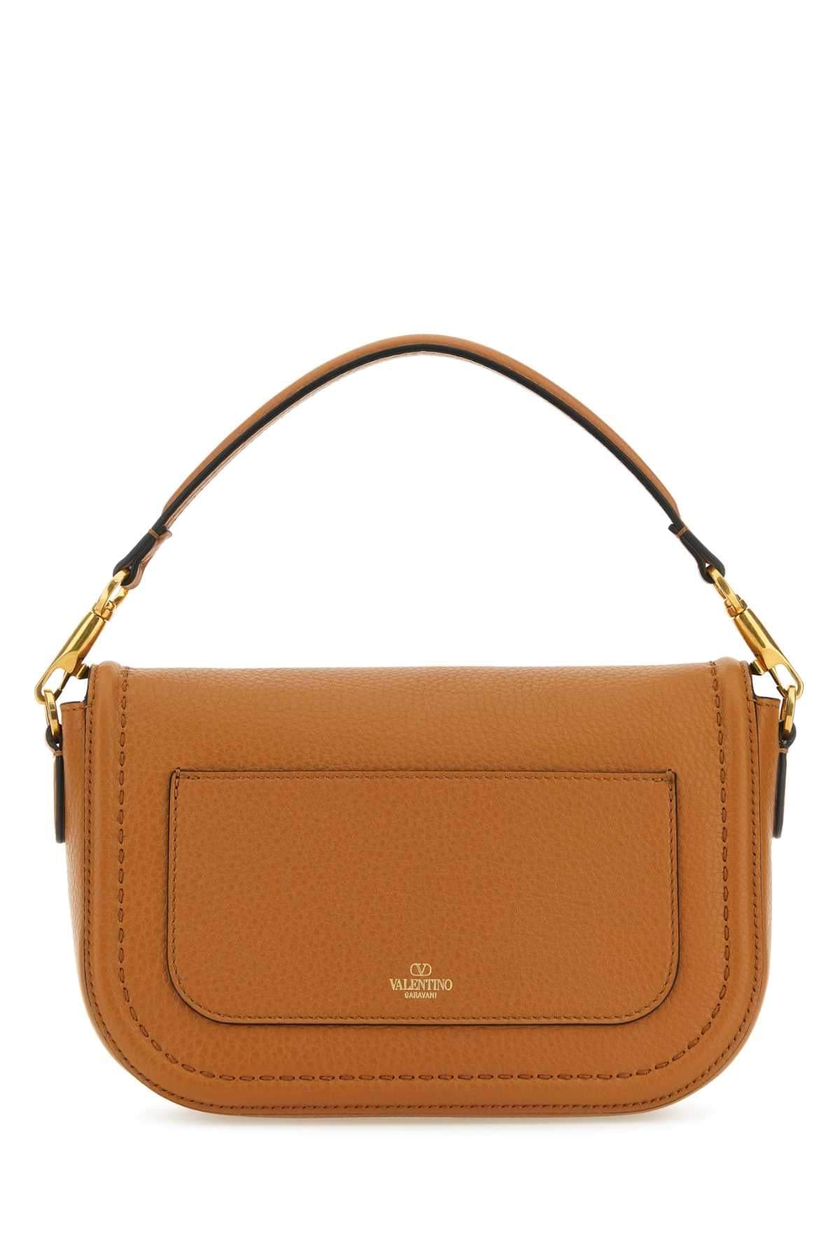 Valentino Garavani Women Camel Leather Alltime Shoulder Bag VALENTINO GARAVANI