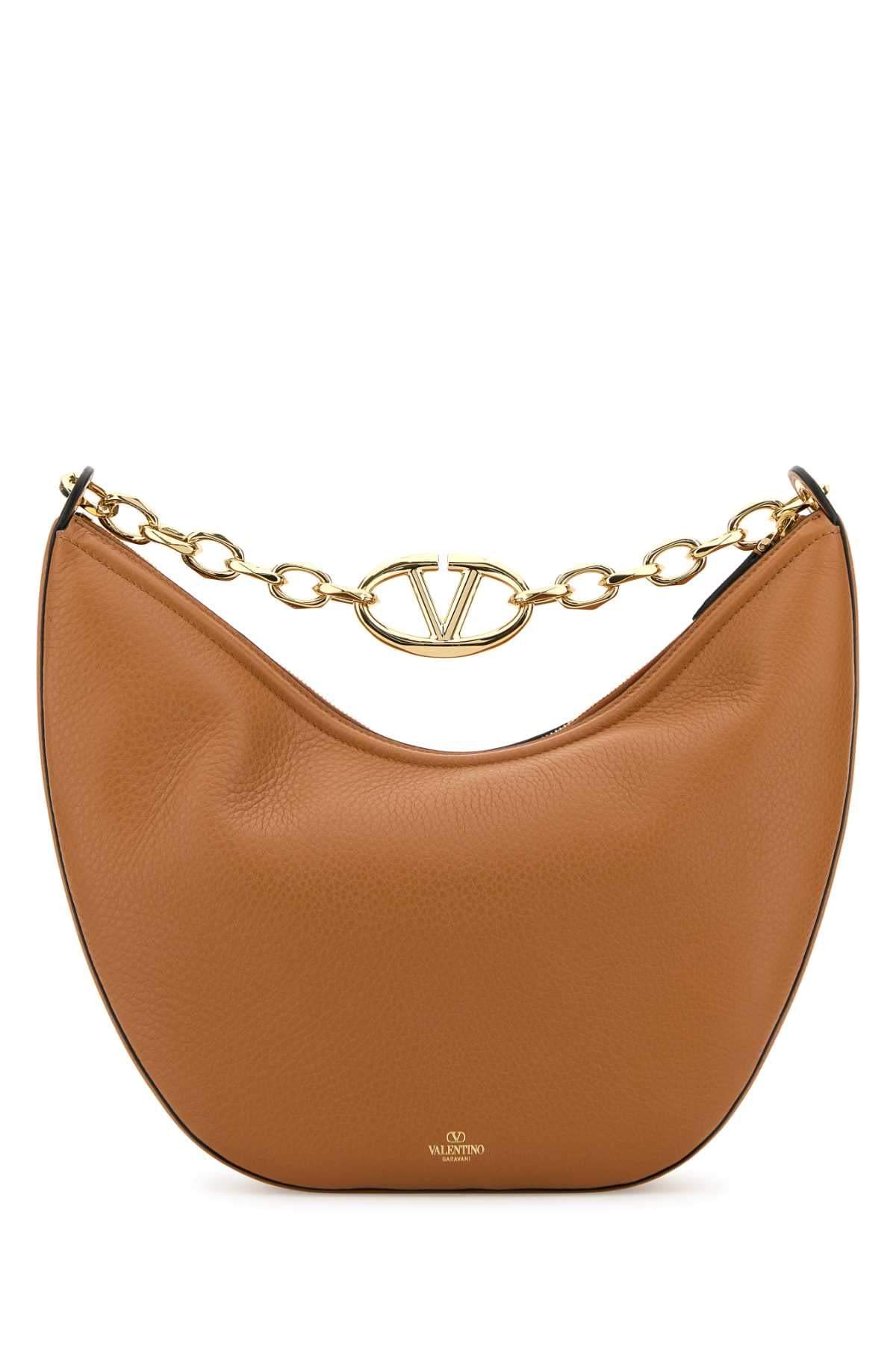 Valentino Garavani Women Camel Leather Medium Hobo Vlogo Moon Handbag VALENTINO GARAVANI