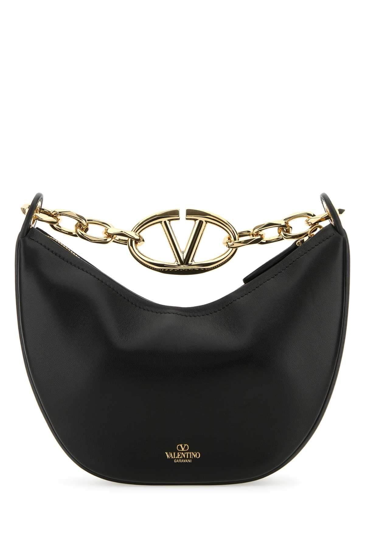 Valentino Garavani Women Black Leather Small Hobo Vlogo Moon Handbag VALENTINO GARAVANI