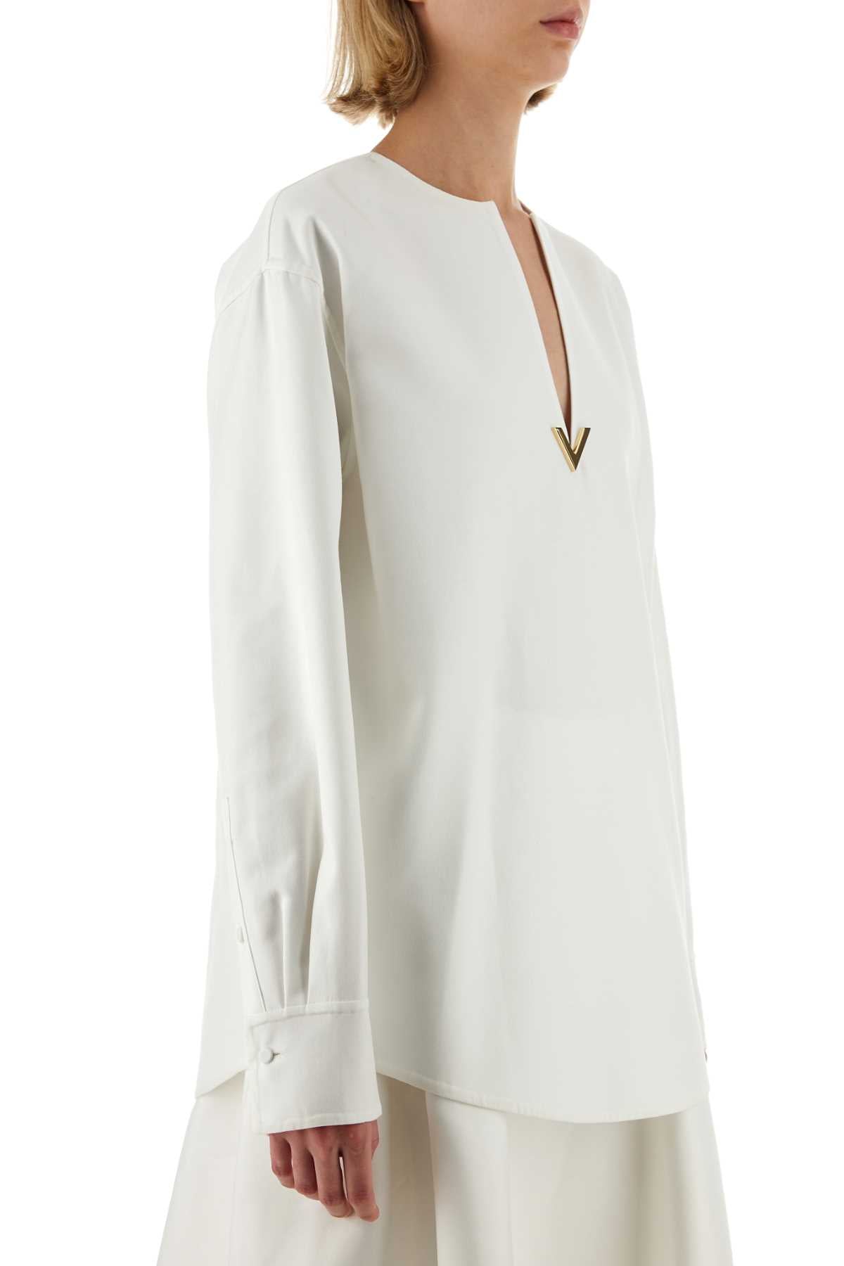Valentino Garavani Women White Cotton Blend Blouse VALENTINO GARAVANI