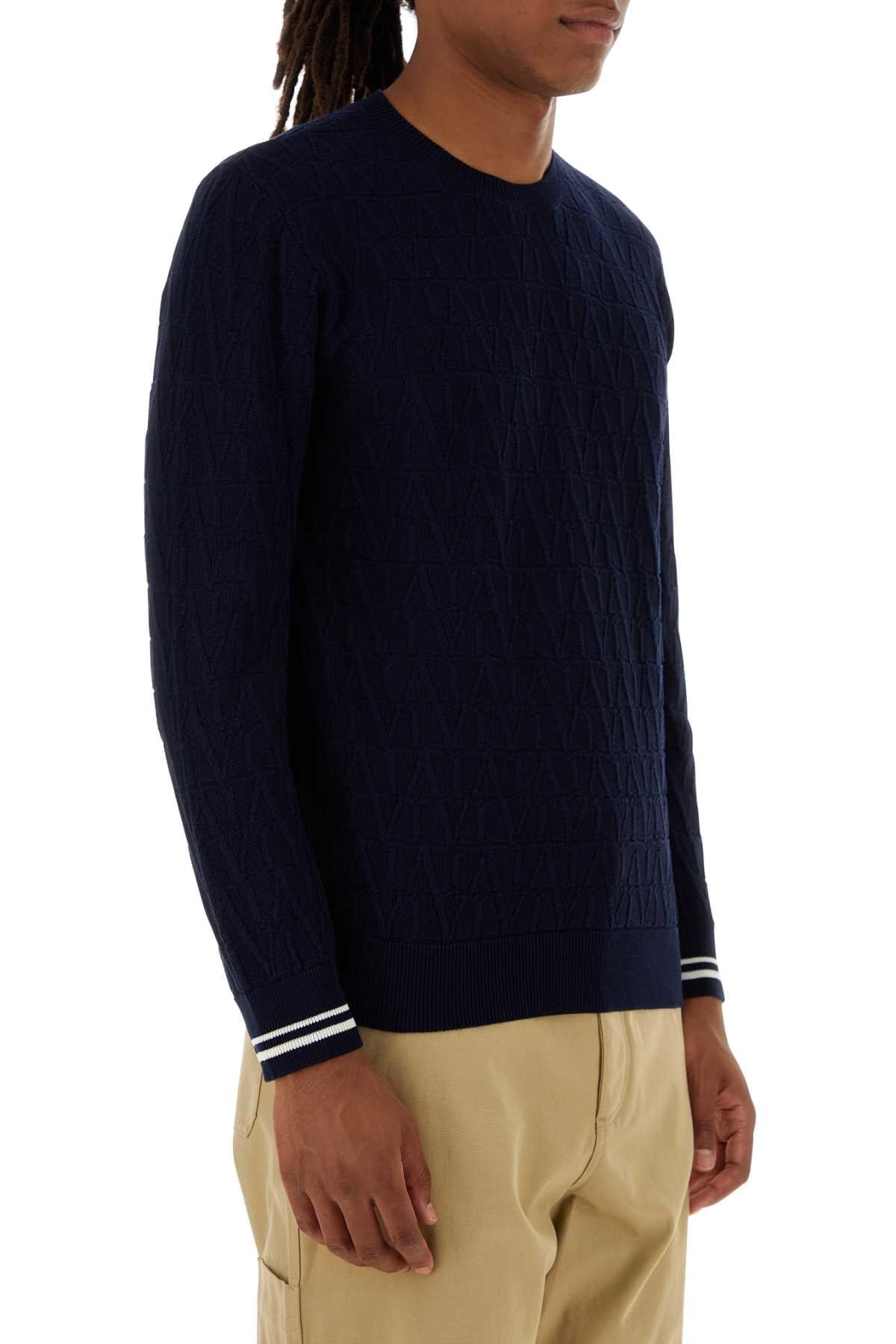 Valentino Garavani Men Dark Blue Cotton Sweater VALENTINO GARAVANI