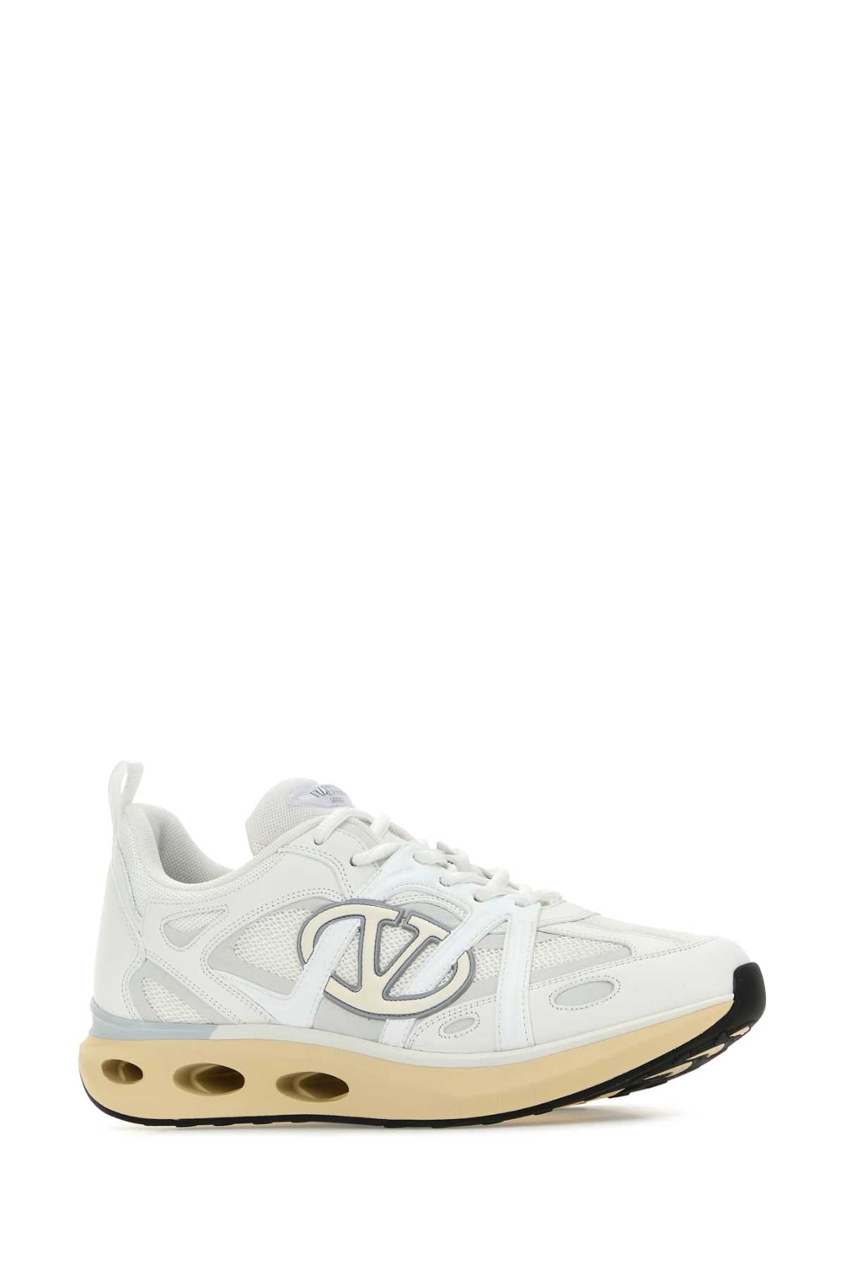 Valentino Garavani Men White Leather And Fabric Vlogo Easyjog Sneakers VALENTINO GARAVANI