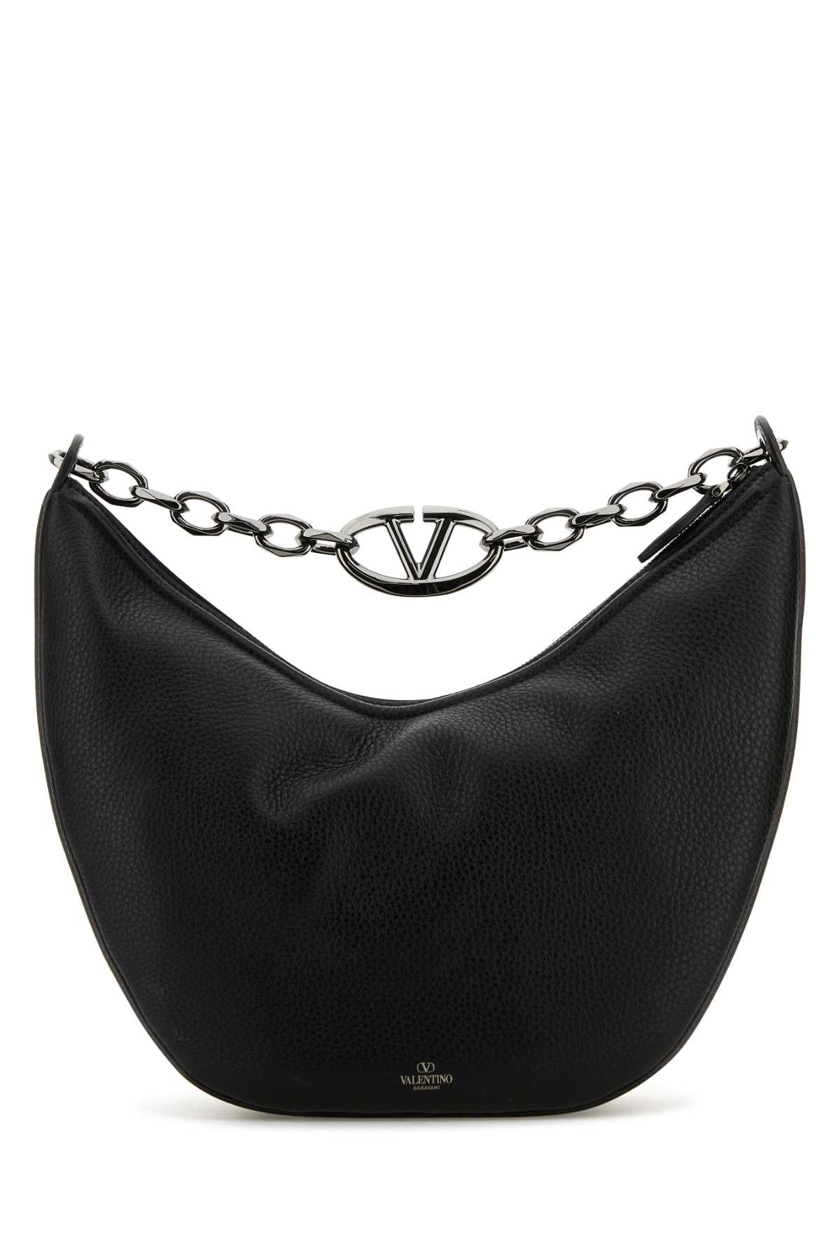 Valentino Garavani Men Black Leather Hobo Vlogo Moon Shoulder Bag VALENTINO GARAVANI