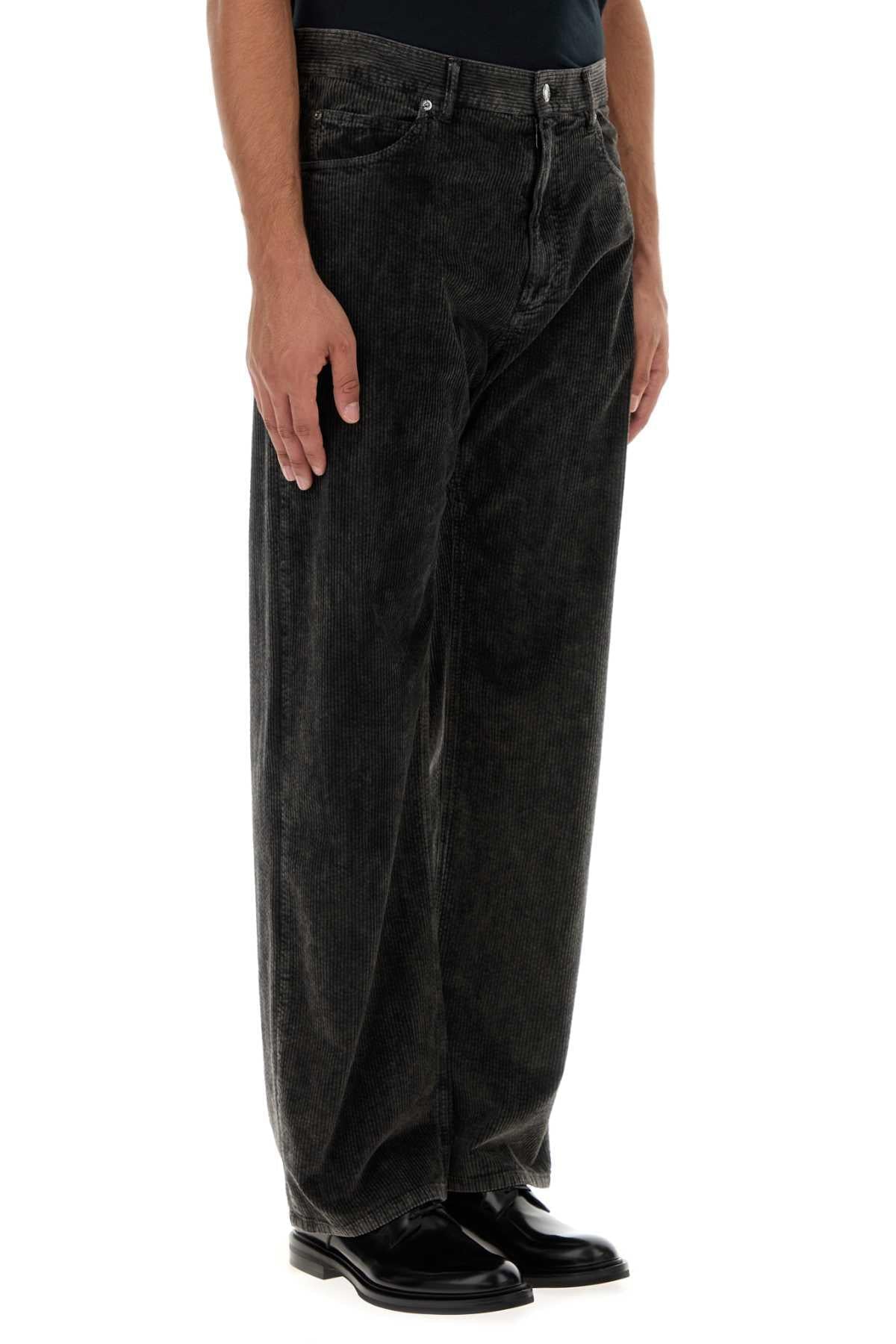 Dolce & Gabbana Men Charcoal Stretch Corduroy Pant DOLCE & GABBANA