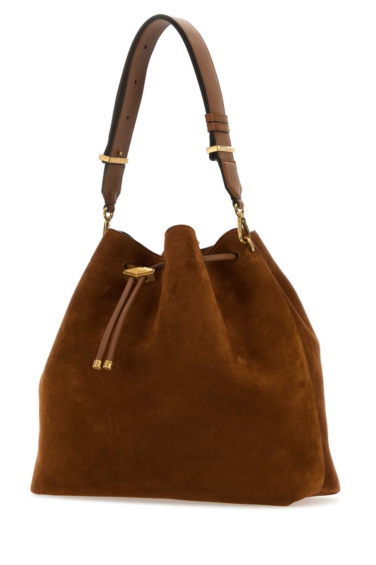 Jimmy Choo Women Caramel Suede Bon Bon Bucket Bag JIMMY CHOO