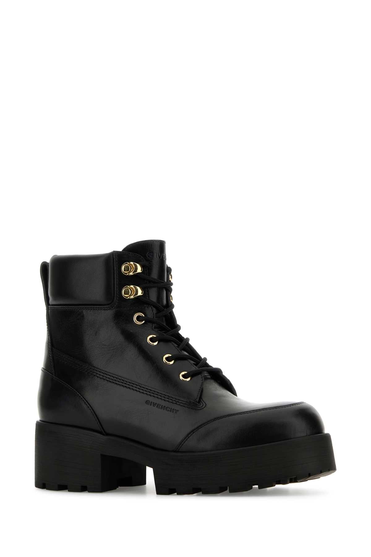 Givenchy Women Black Leather Trekker Ankle Boots GIVENCHY