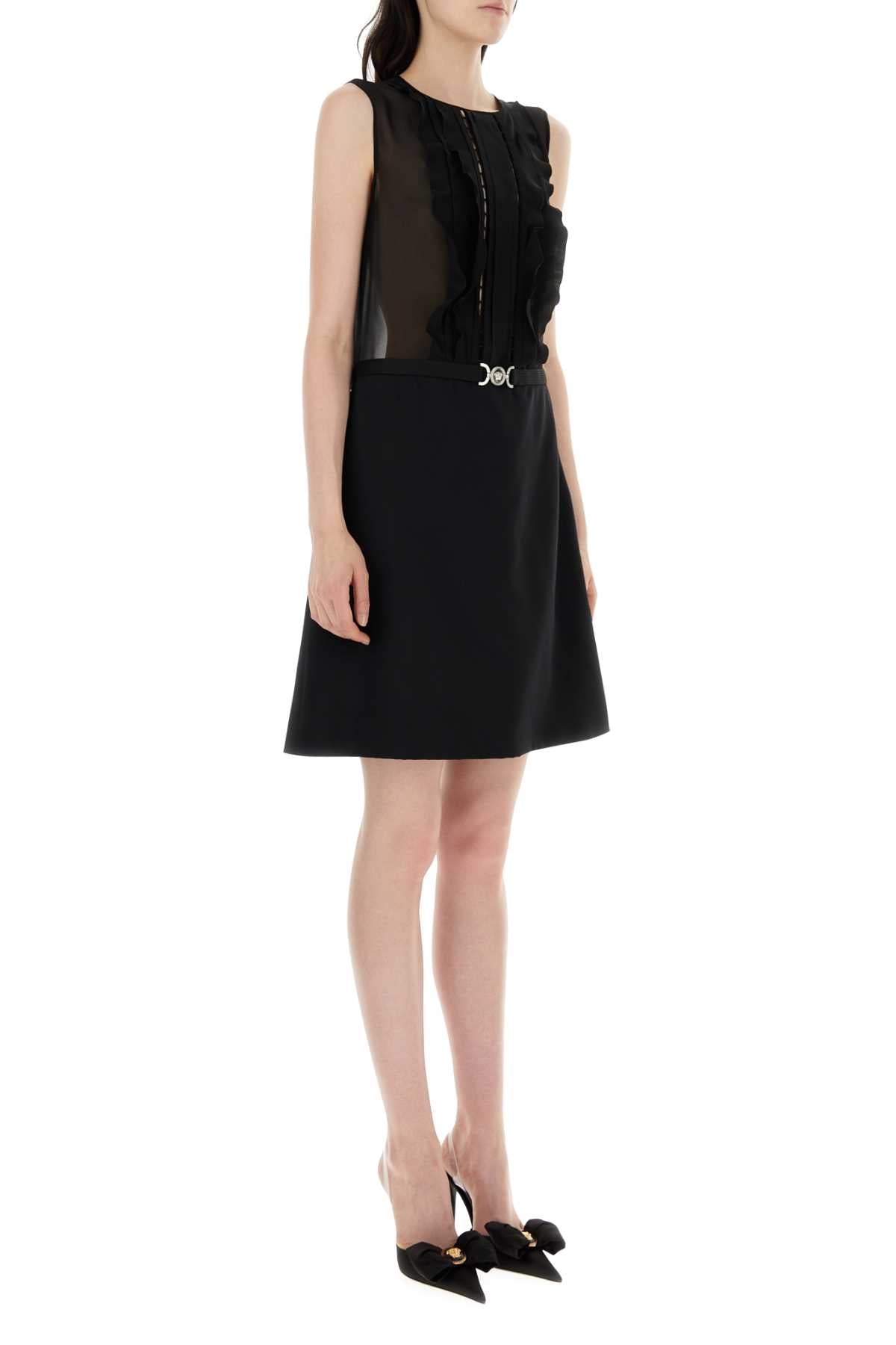 Versace Women Black Georgette Mini Dress VERSACE