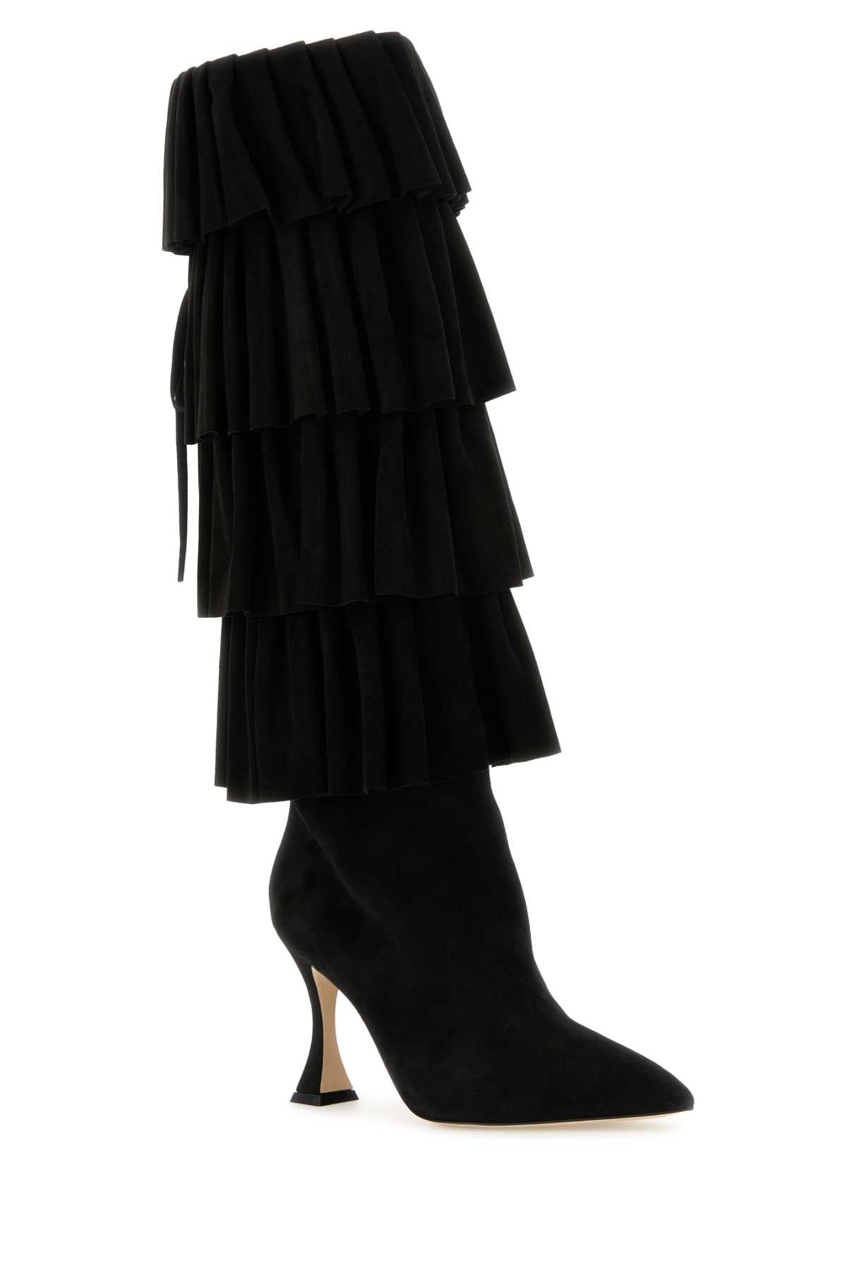 Manolo Blahnik Women Black Suede Miralone Boots MANOLO BLAHNIK