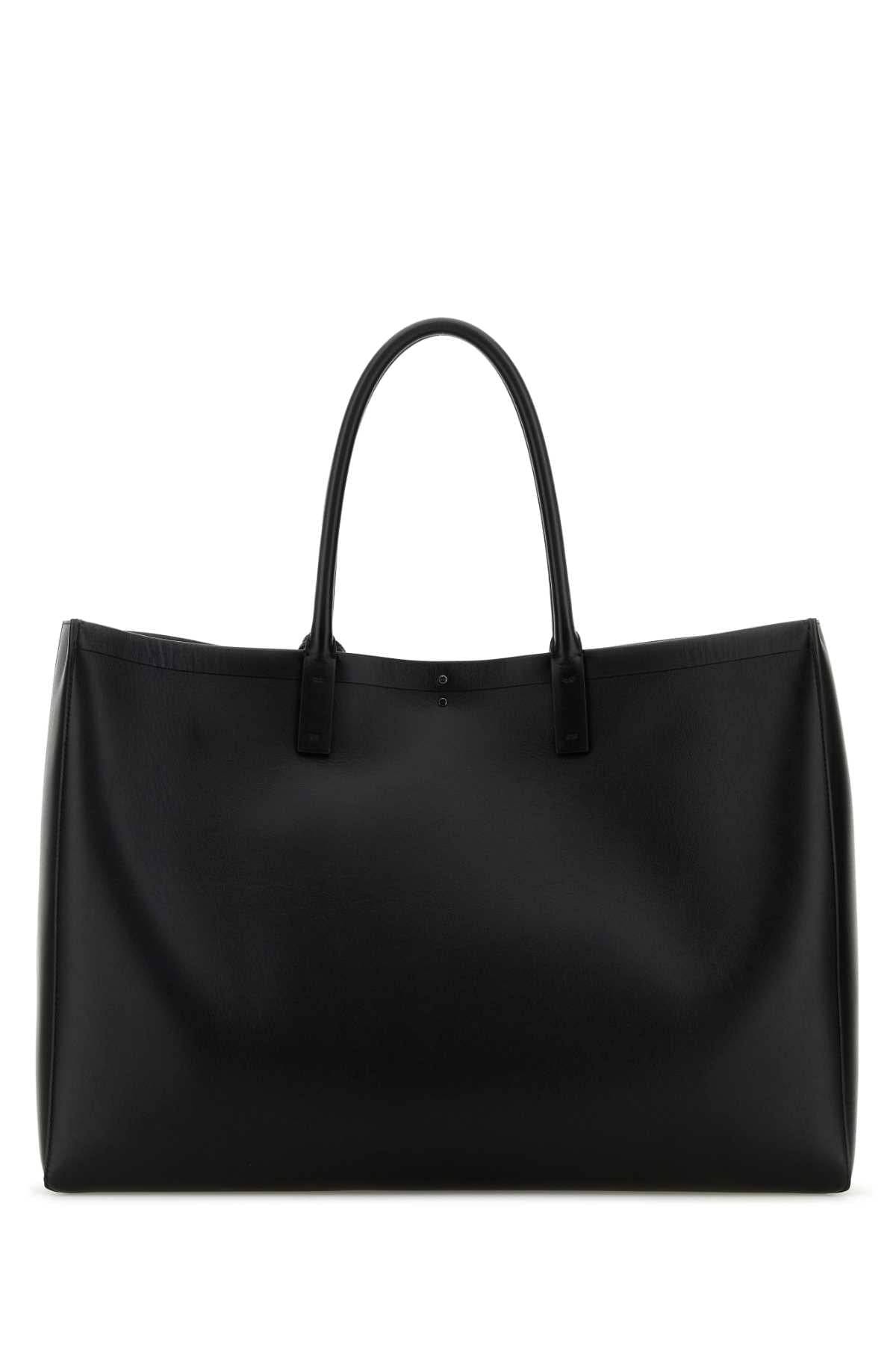 Valentino Garavani Men Black Leather Vlogo Shopping Bag VALENTINO GARAVANI