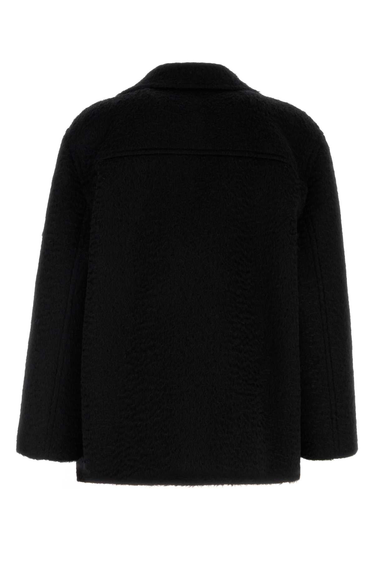 Valentino Garavani Men Black Mohair And Wool Coat VALENTINO GARAVANI