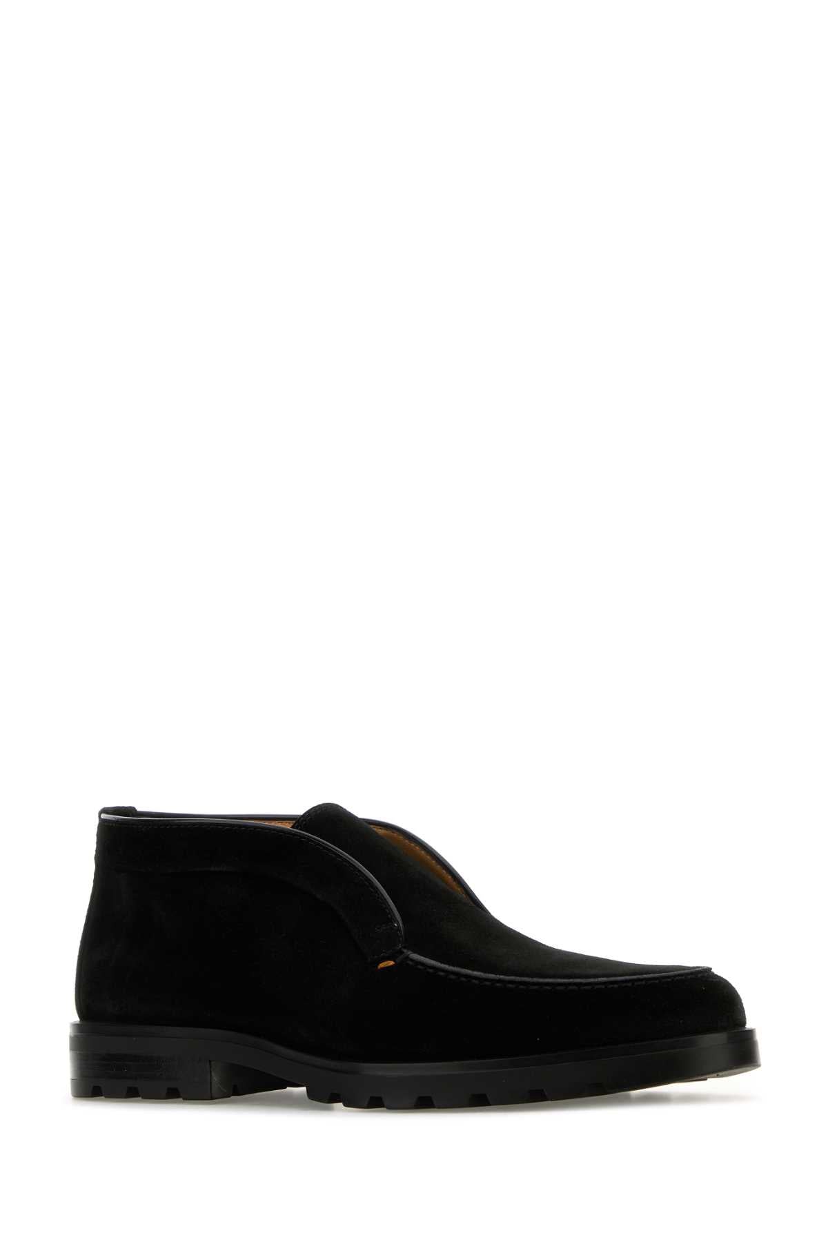Santoni Men Black Suede Desert Slip-Ons SANTONI
