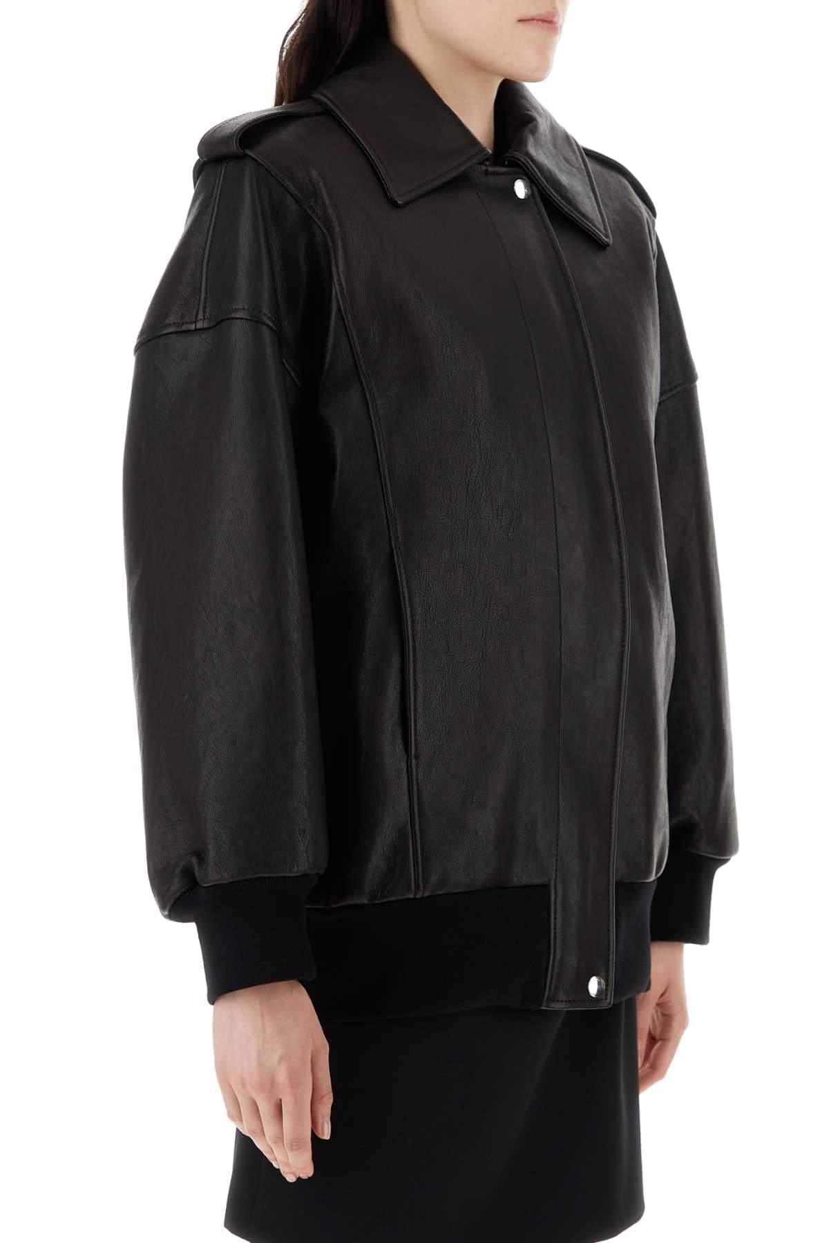 Alexander Mcqueen Women Black Leather Oversize Jacket ALEXANDER MCQUEEN