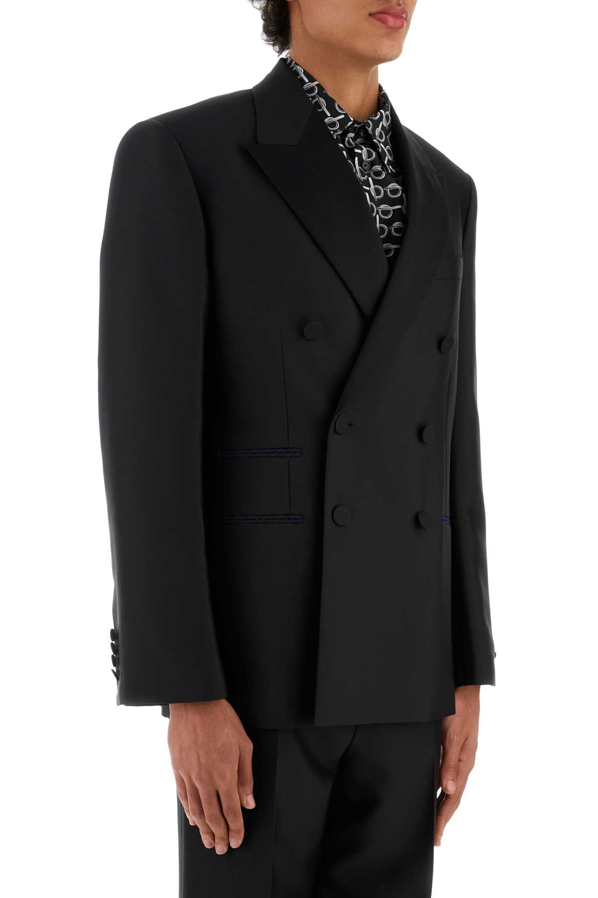 Burberry Men Black Wool Blend Blazer BURBERRY