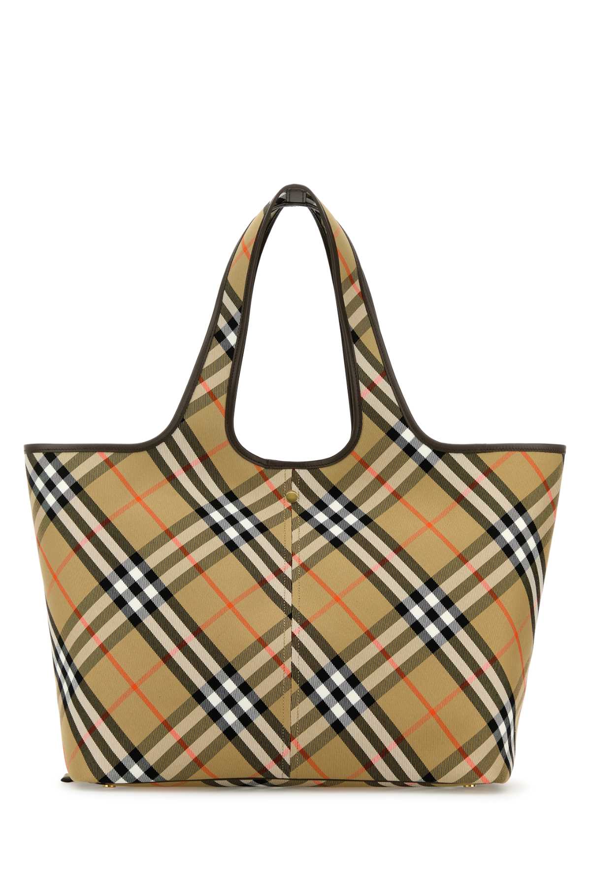 Burberry Women Embroidered Canvas Medium Check Shopping Bag BURBERRY