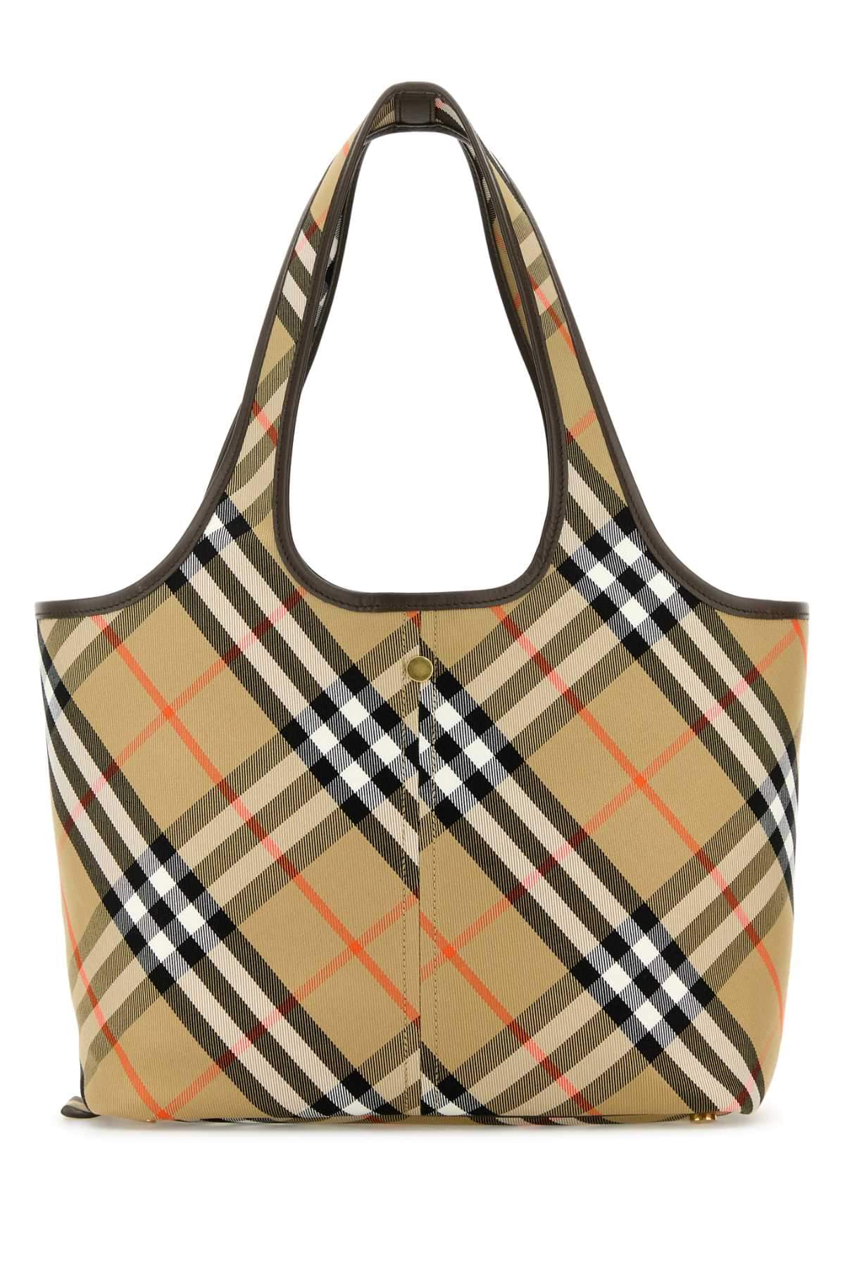 Burberry Women Embroidered Canvas Small Check Shopping Bag BURBERRY