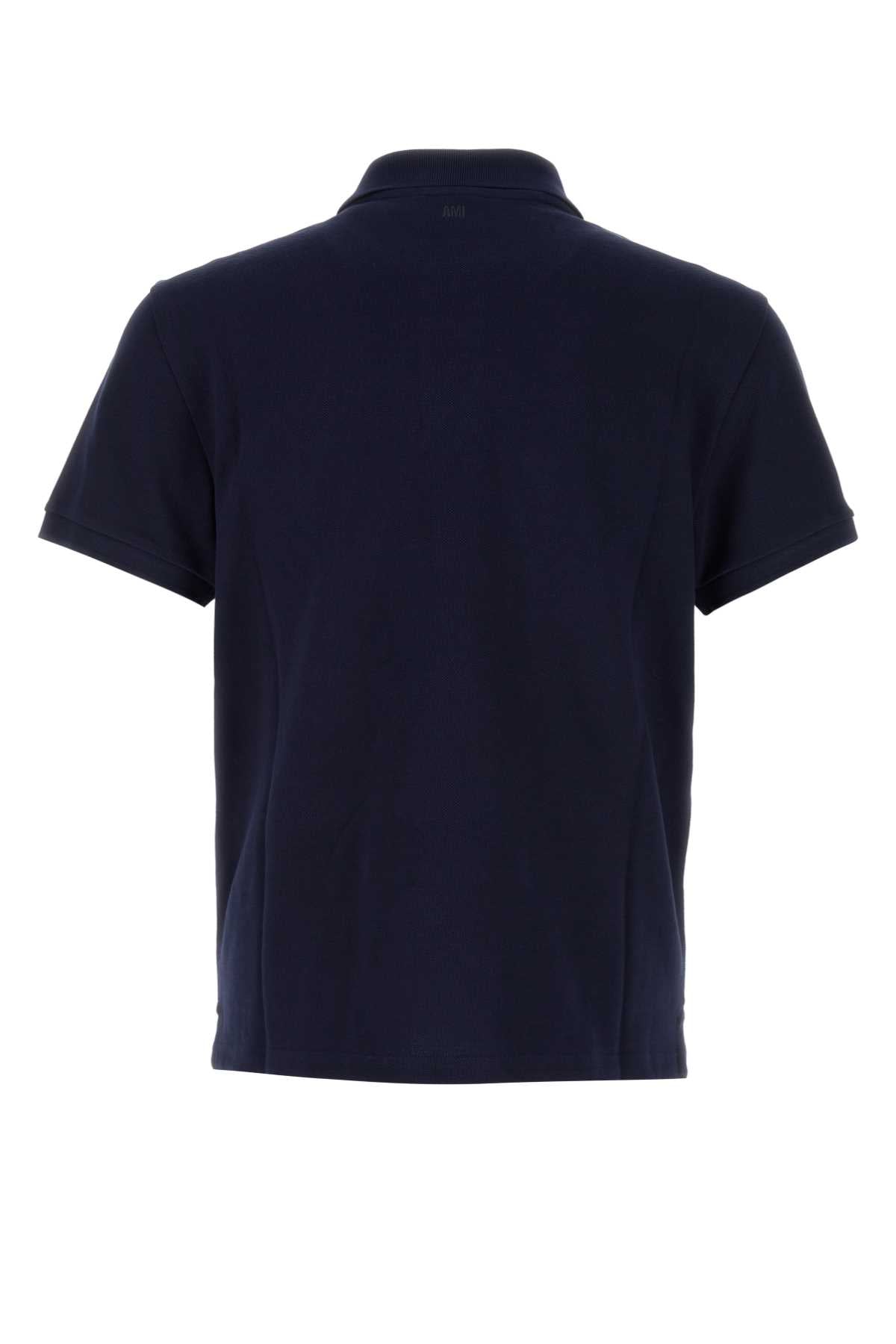Ami Men Navy Blue Piquet Polo Shirt AMI PARIS