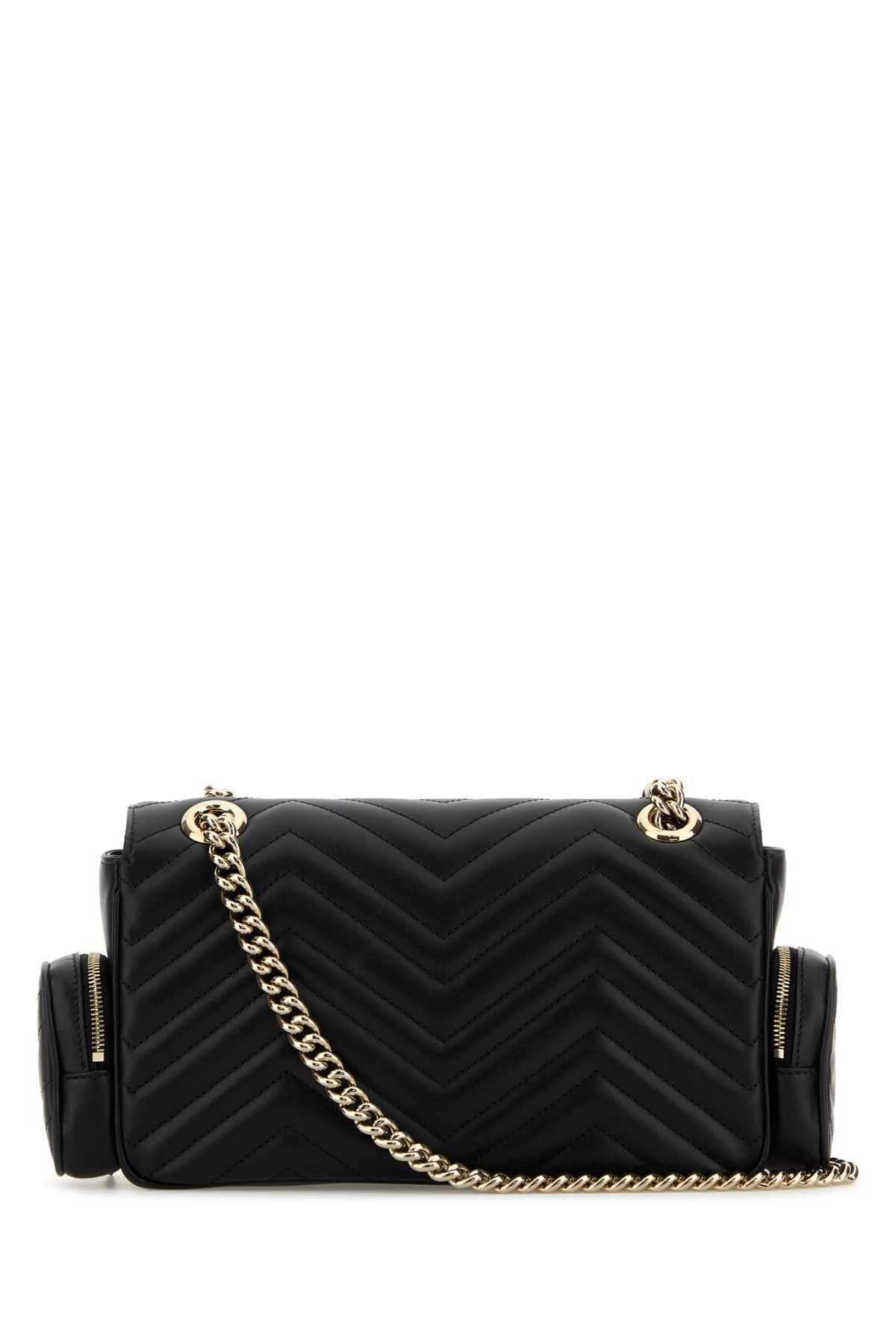 Gucci Women Black Leather Small Gg Marmont Shoulder Bag GUCCI