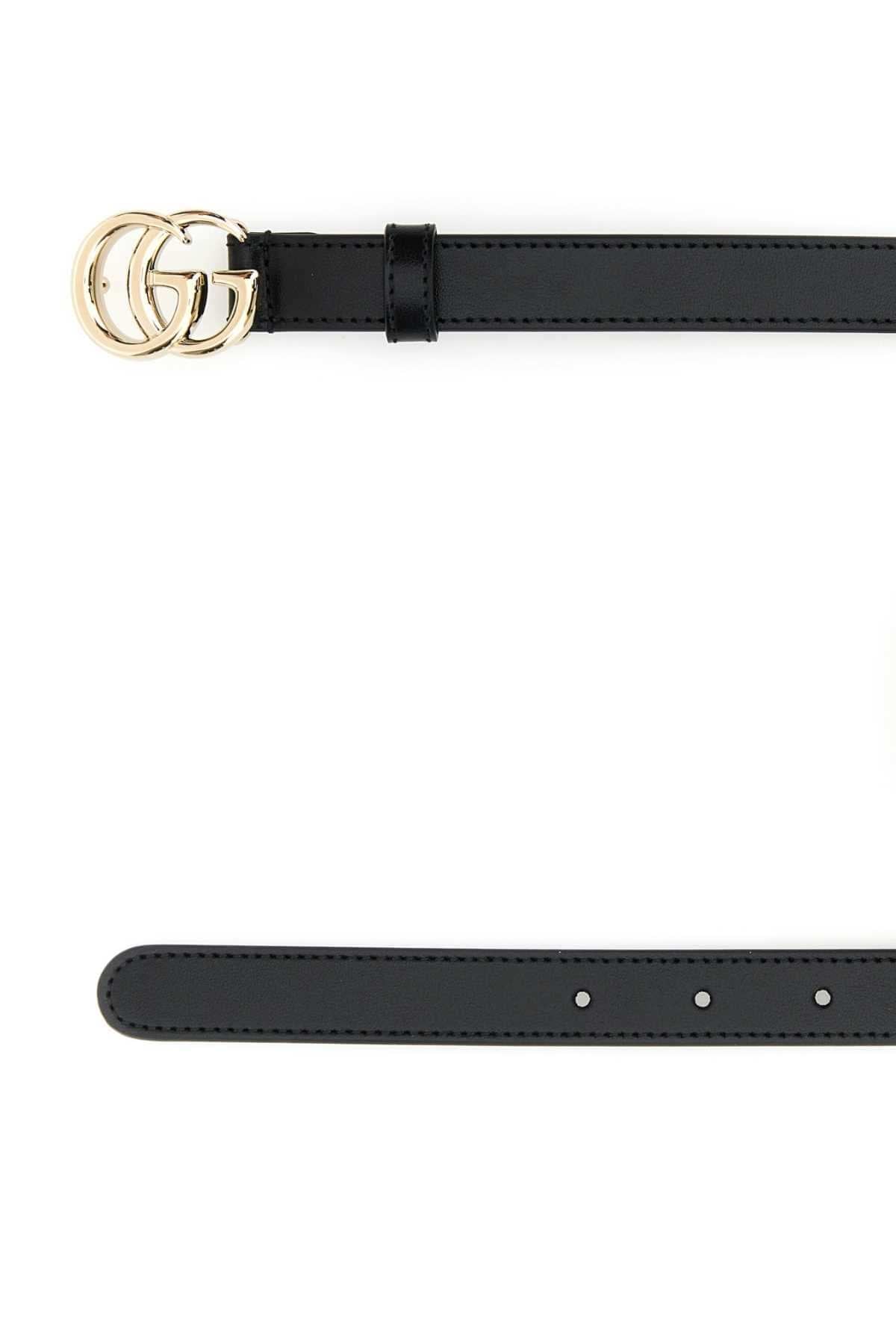 Gucci Women Black Leather Gg Belt GUCCI
