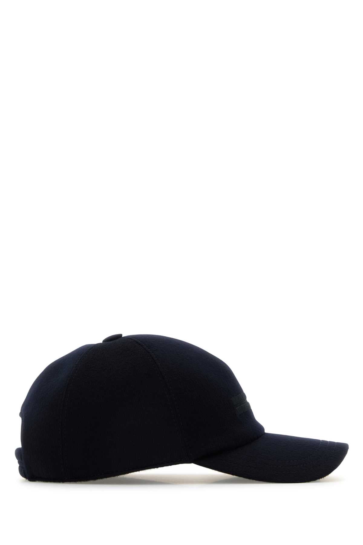 Zegna Men Midnight Blue Cashmere Baseball Cap ZEGNA