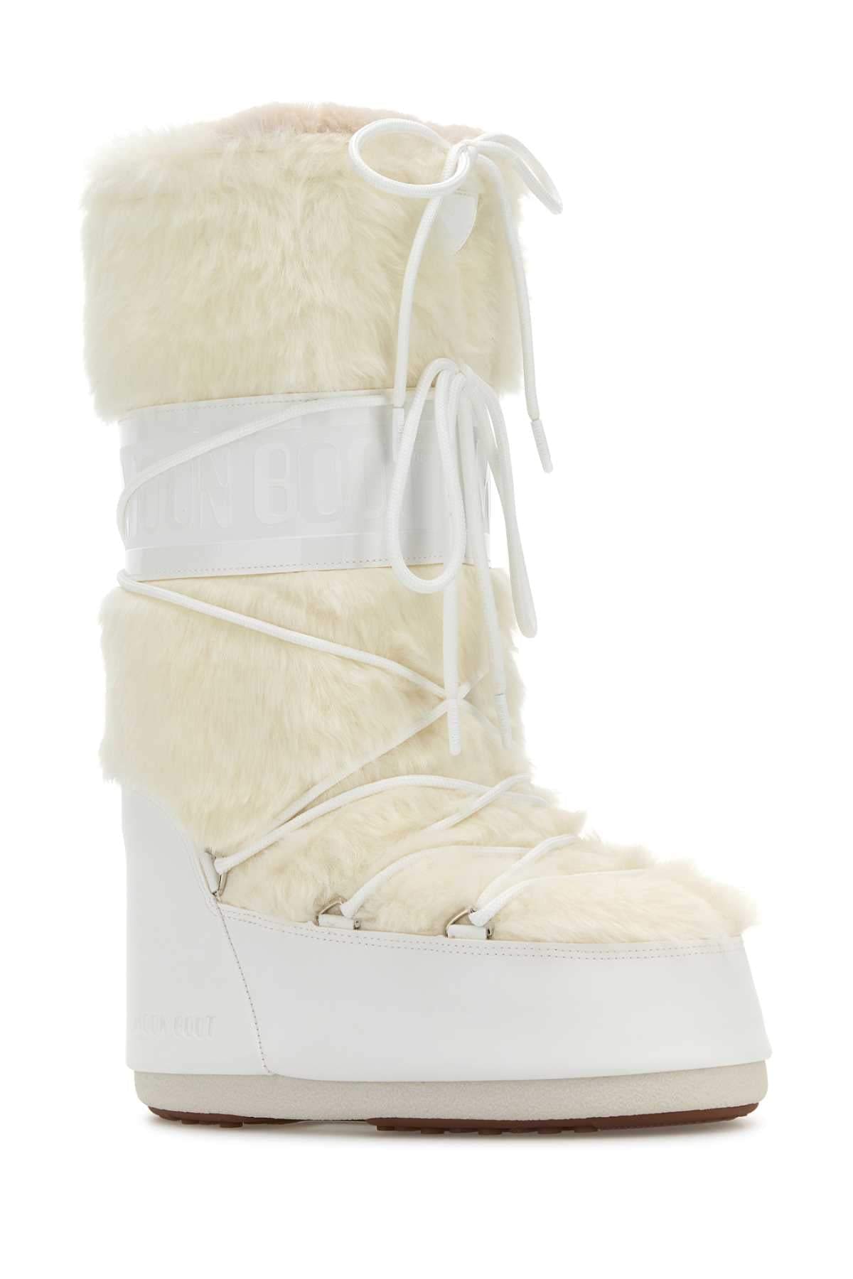 Moon Boot Unisex White Eco Fur And Synthetic Leather Icon Boots MOON BOOT