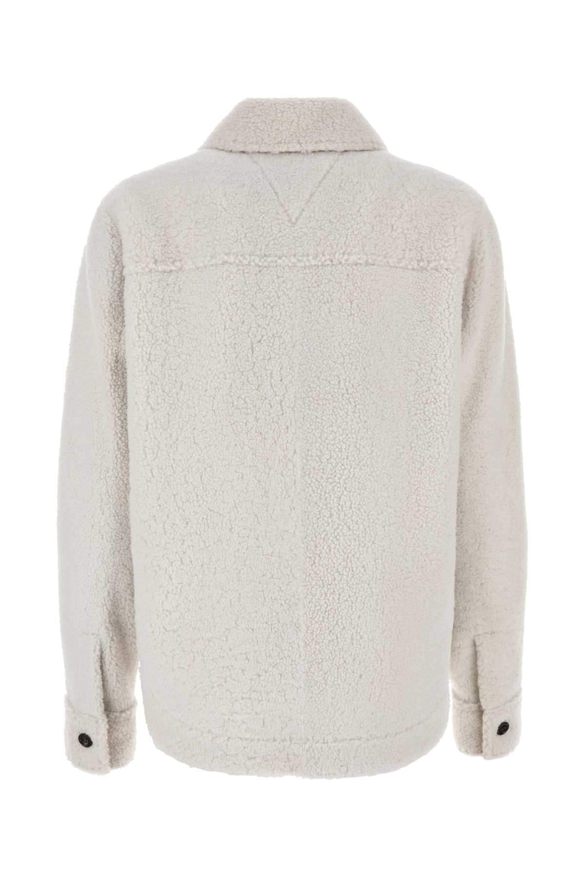 Bottega Veneta Women Chalk Shearling Oversize Shirt BOTTEGA VENETA