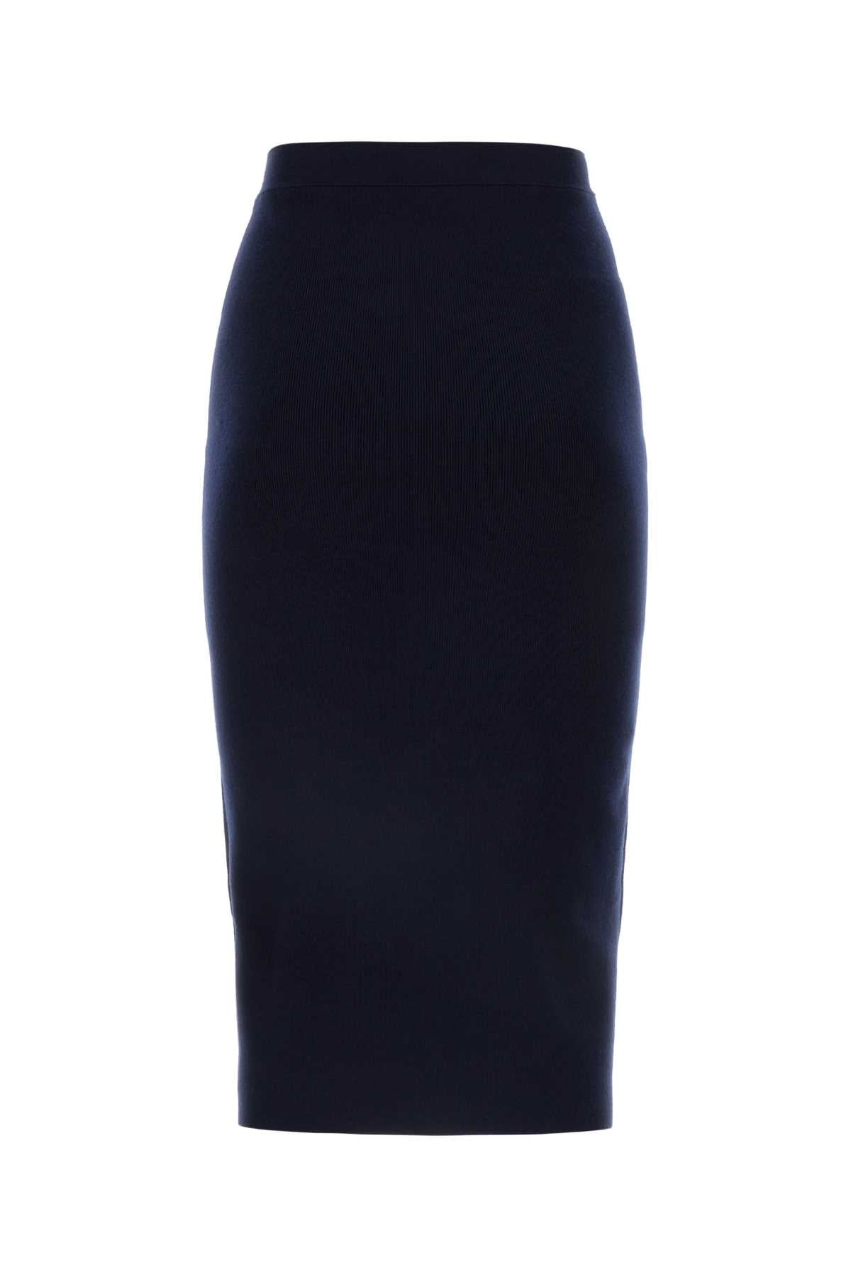 Bottega Veneta Women Midnight Blue Cashmere Blend Skirt BOTTEGA VENETA