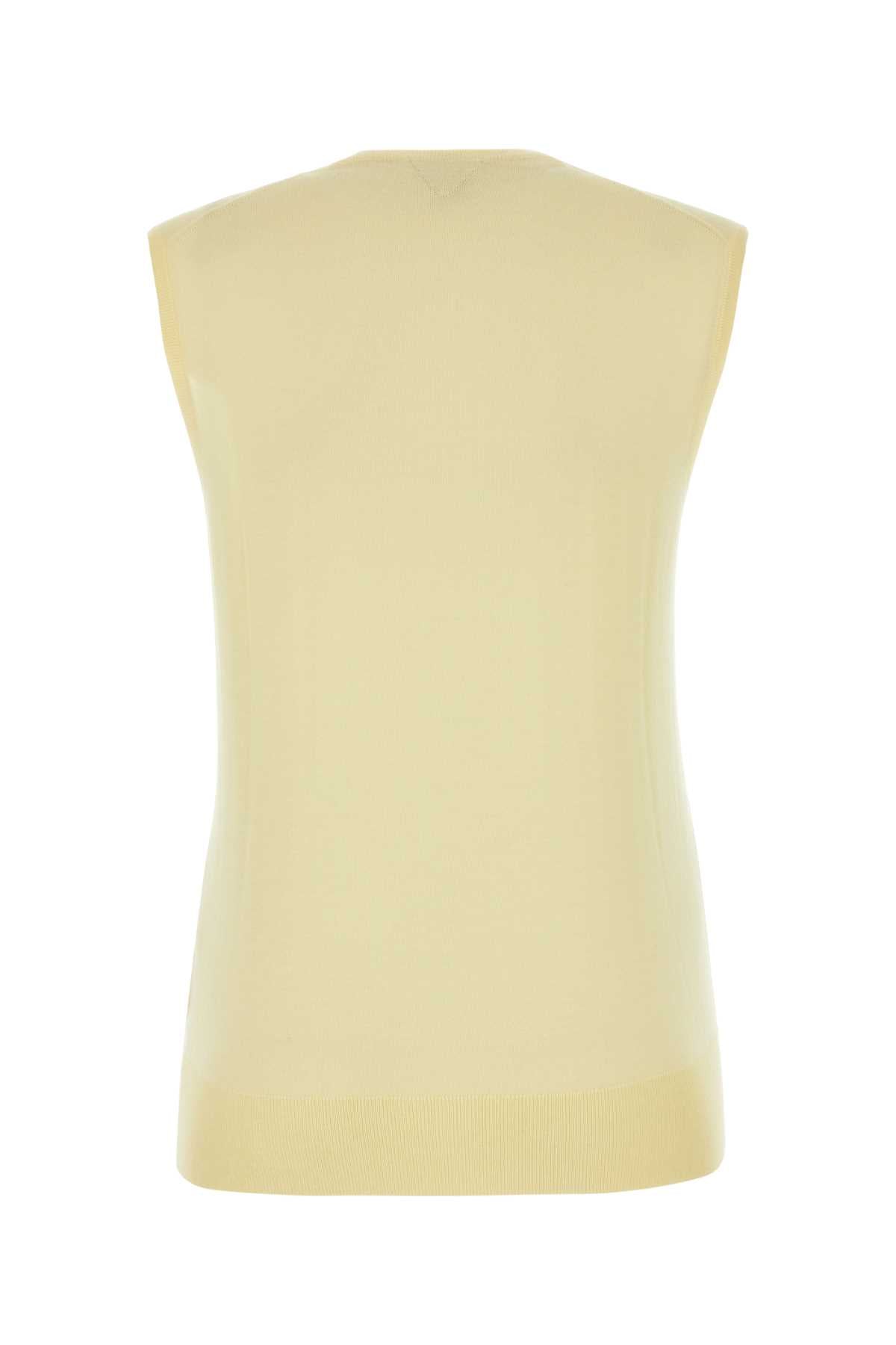 Bottega Veneta Women Pastel Yellow Cotton Blend Vest BOTTEGA VENETA