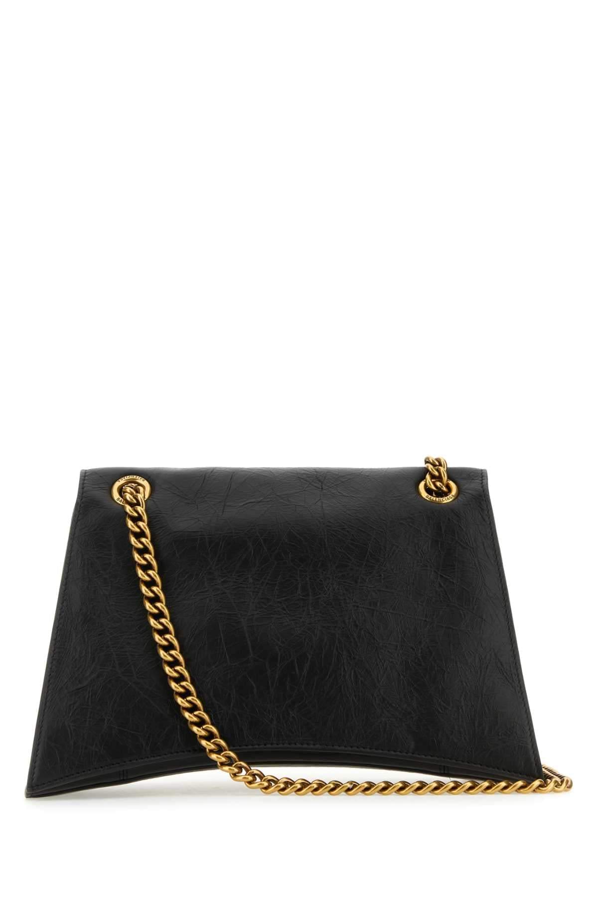 Balenciaga Women Black Leather Medium Crush Shoulder Bag BALENCIAGA