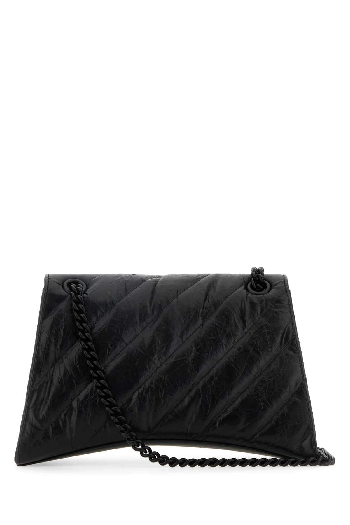 Balenciaga Women Black Leather Medium Crush Shoulder Bag BALENCIAGA