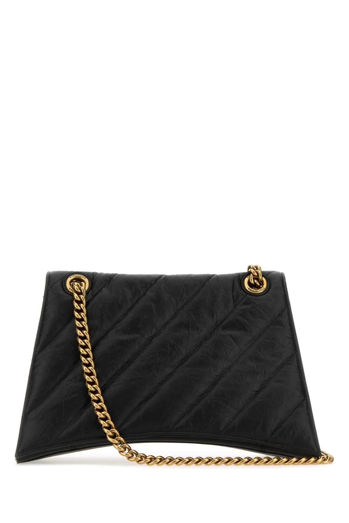 Balenciaga Women Black Leather Medium Crush Shoulder Bag BALENCIAGA