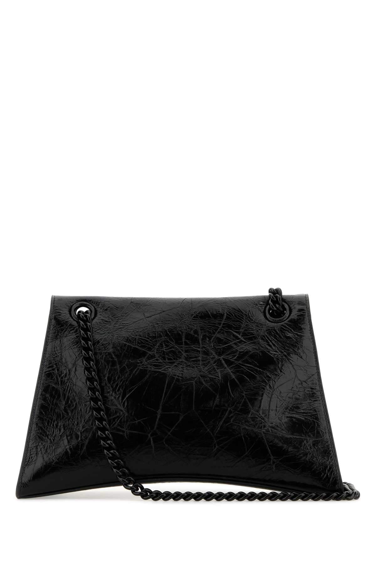 Balenciaga Women Black Leather Medium Crush Shoulder Bag BALENCIAGA