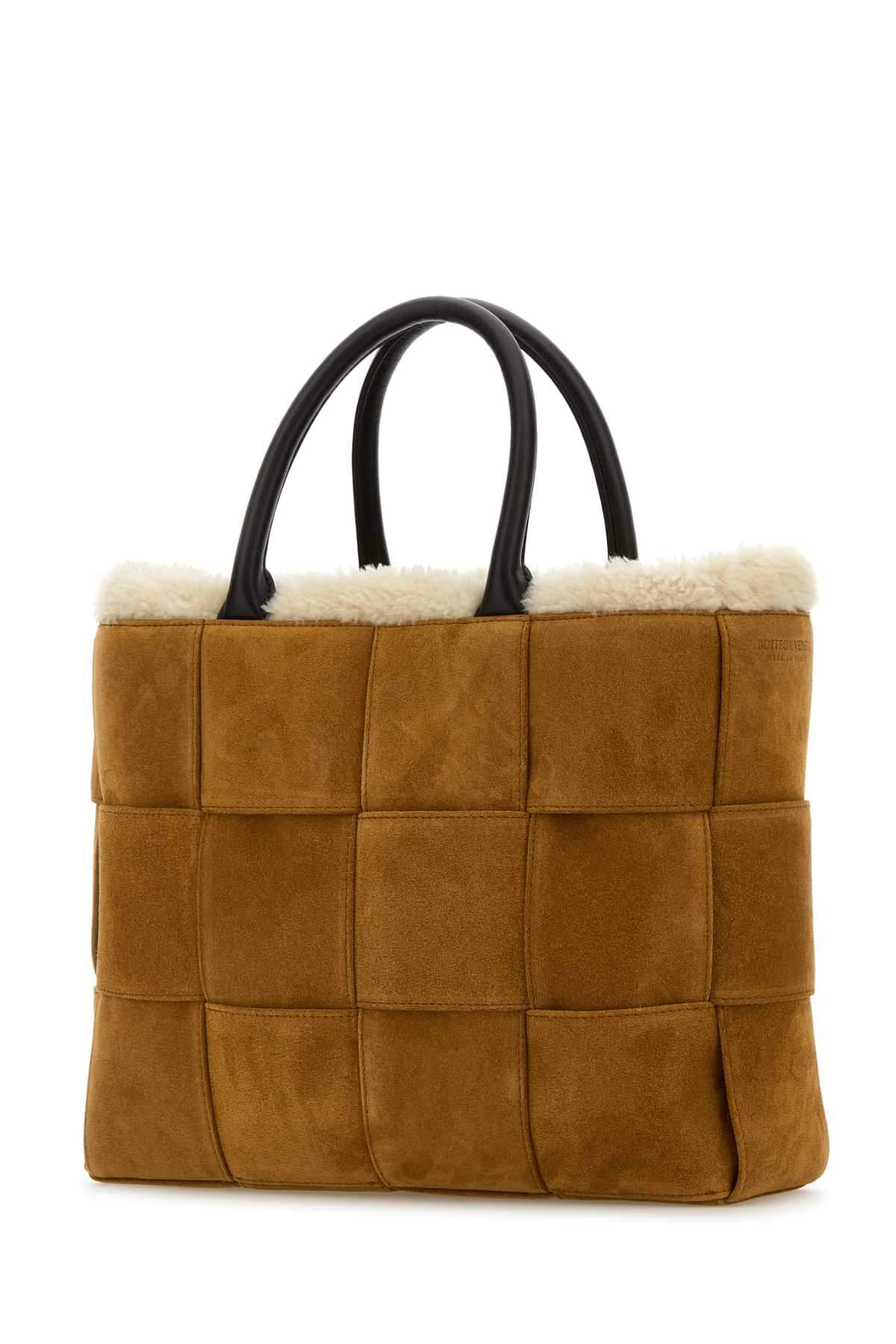 Bottega Veneta Men Camel Suede Small Arco Shopping Bag BOTTEGA VENETA