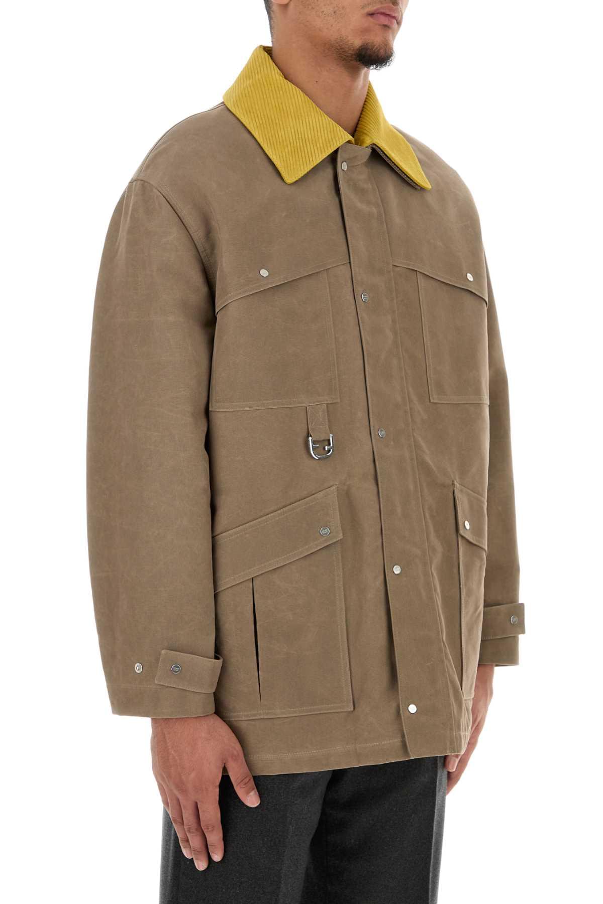 Fendi Men Cappuccino Canvas Coat FENDI